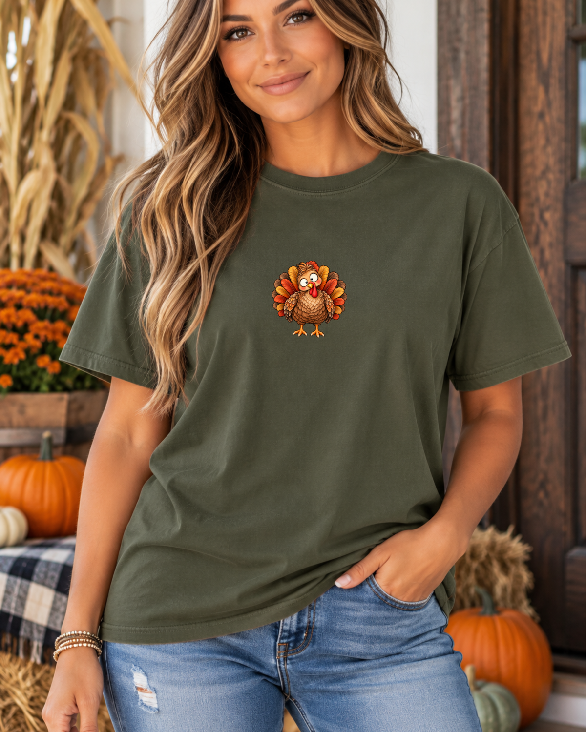 Cute Turkey Thanksgiving Tee | Comfort Colors 1717