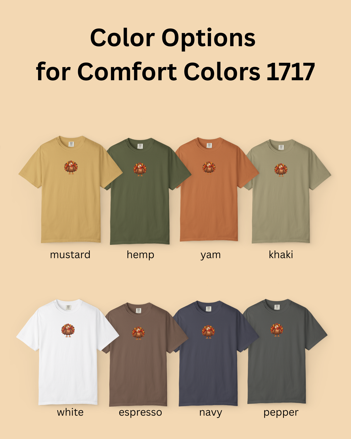 Cute Turkey Thanksgiving Tee | Comfort Colors 1717