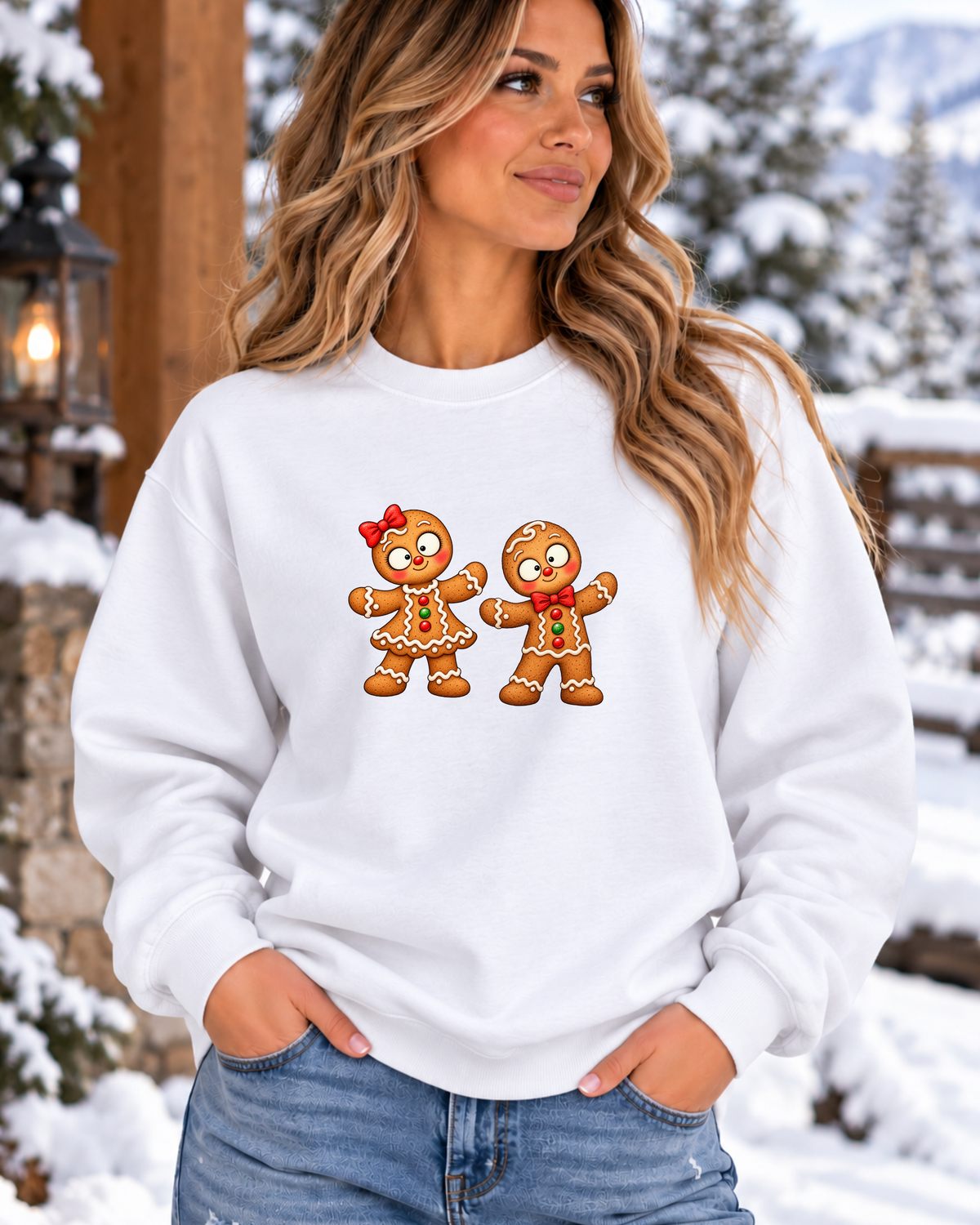 Gingerbread Couple Christmas Sweatshirt | Gildan 18000