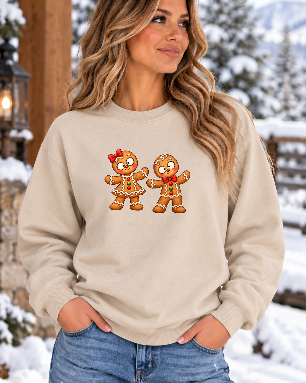 Gingerbread Couple Christmas Sweatshirt | Gildan 18000