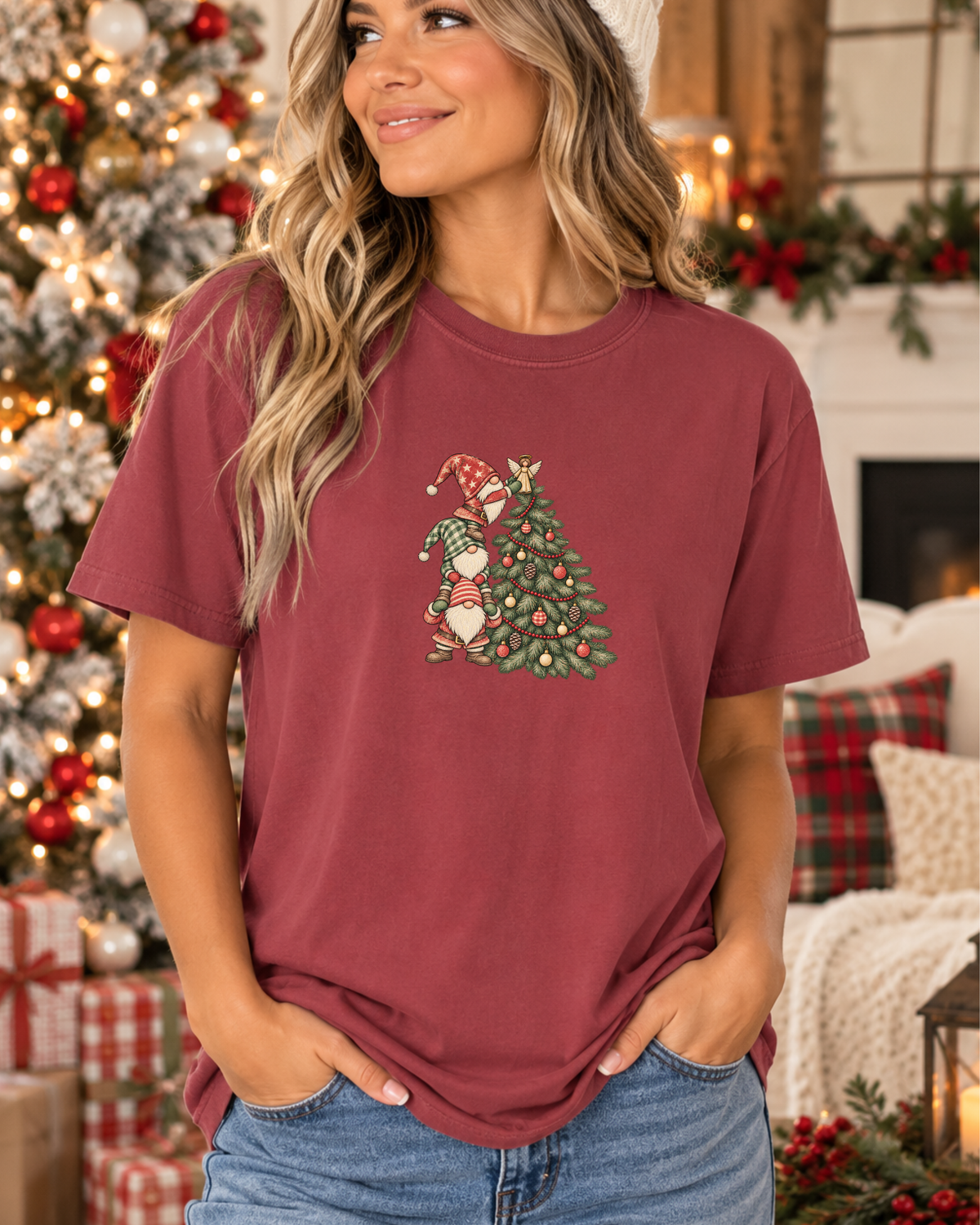 Christmas Gnome Graphic Tee | Cute Holiday Comfort Colors Shirt