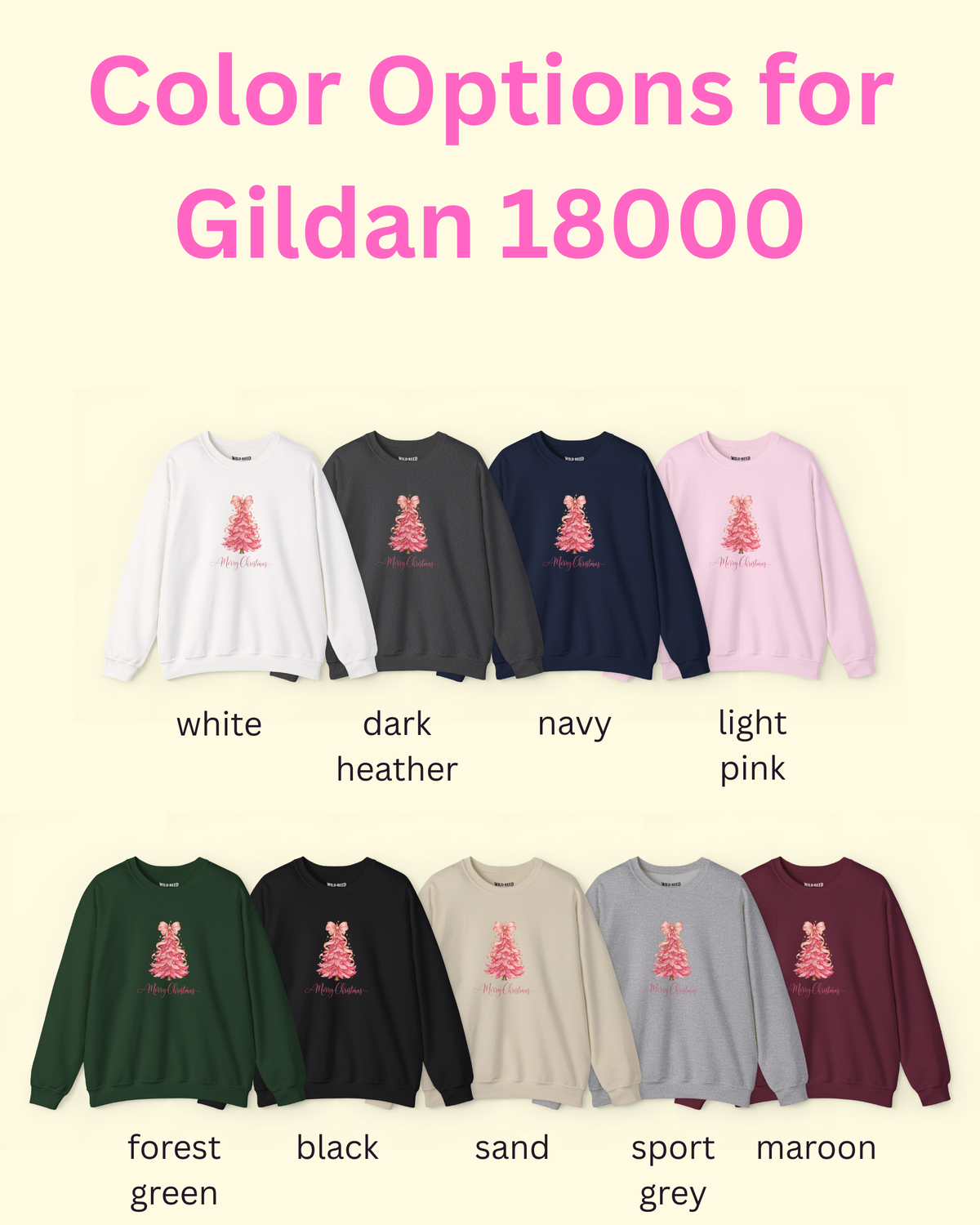 Pink Christmas Tree Sweatshirt | Merry Christmas Holiday Crewneck