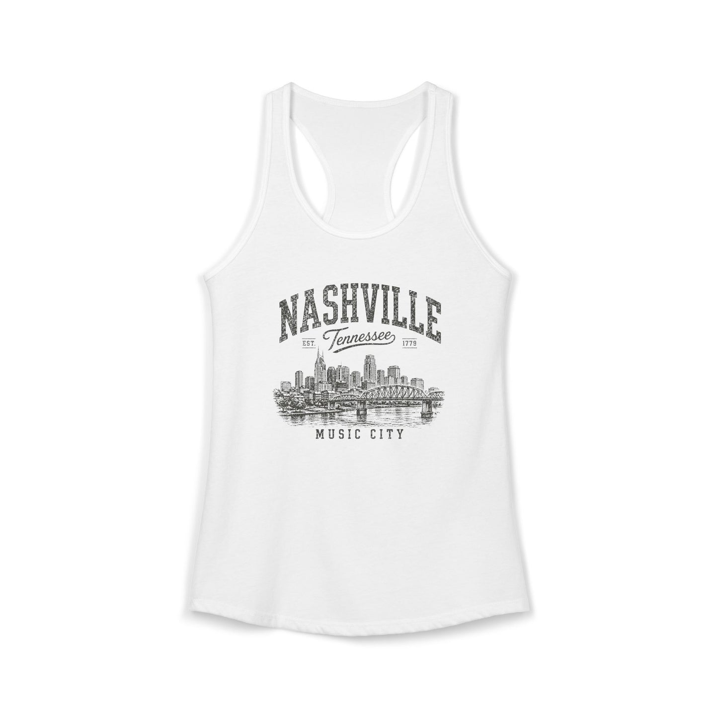 Wild Reed Apparel Nashville Tennessee Tank Top | Music City Vintage Graphic Racerback Tank