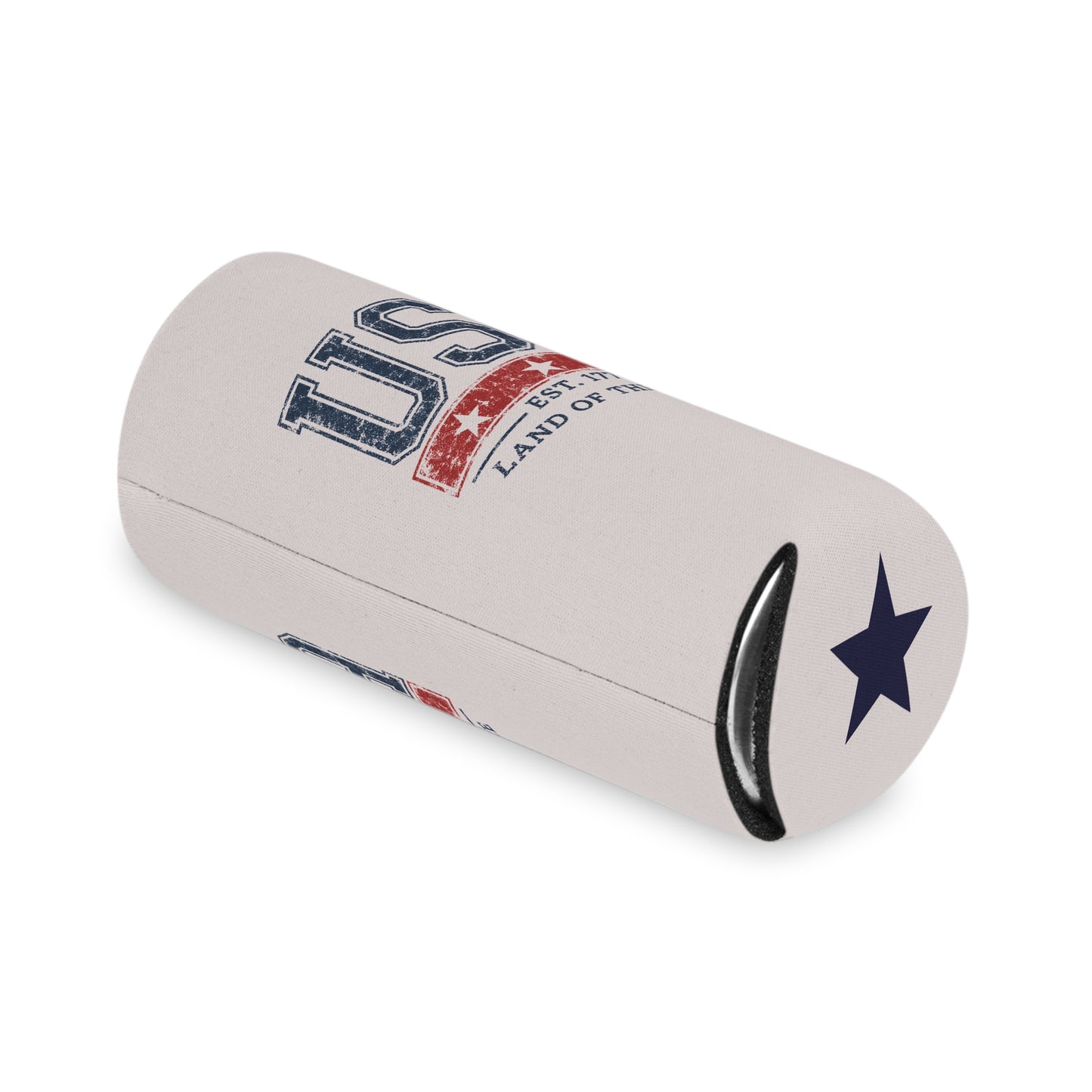 Vintage USA Patriotic Can Cooler Sleeve – Est. 1776 Americana Drink Koozie