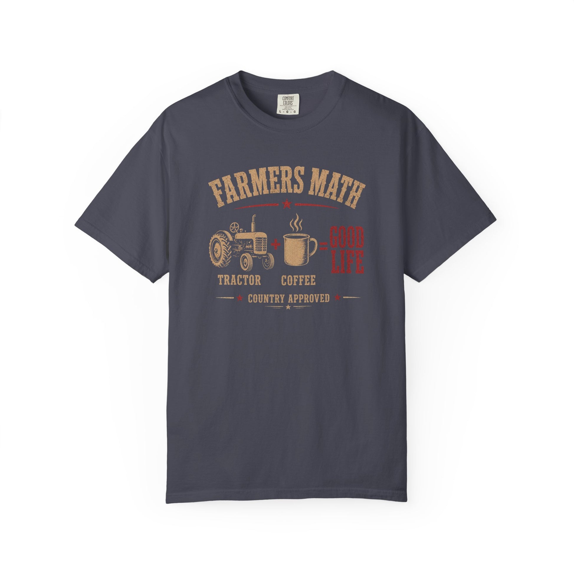 Funny western shirt with farmer math design in navy