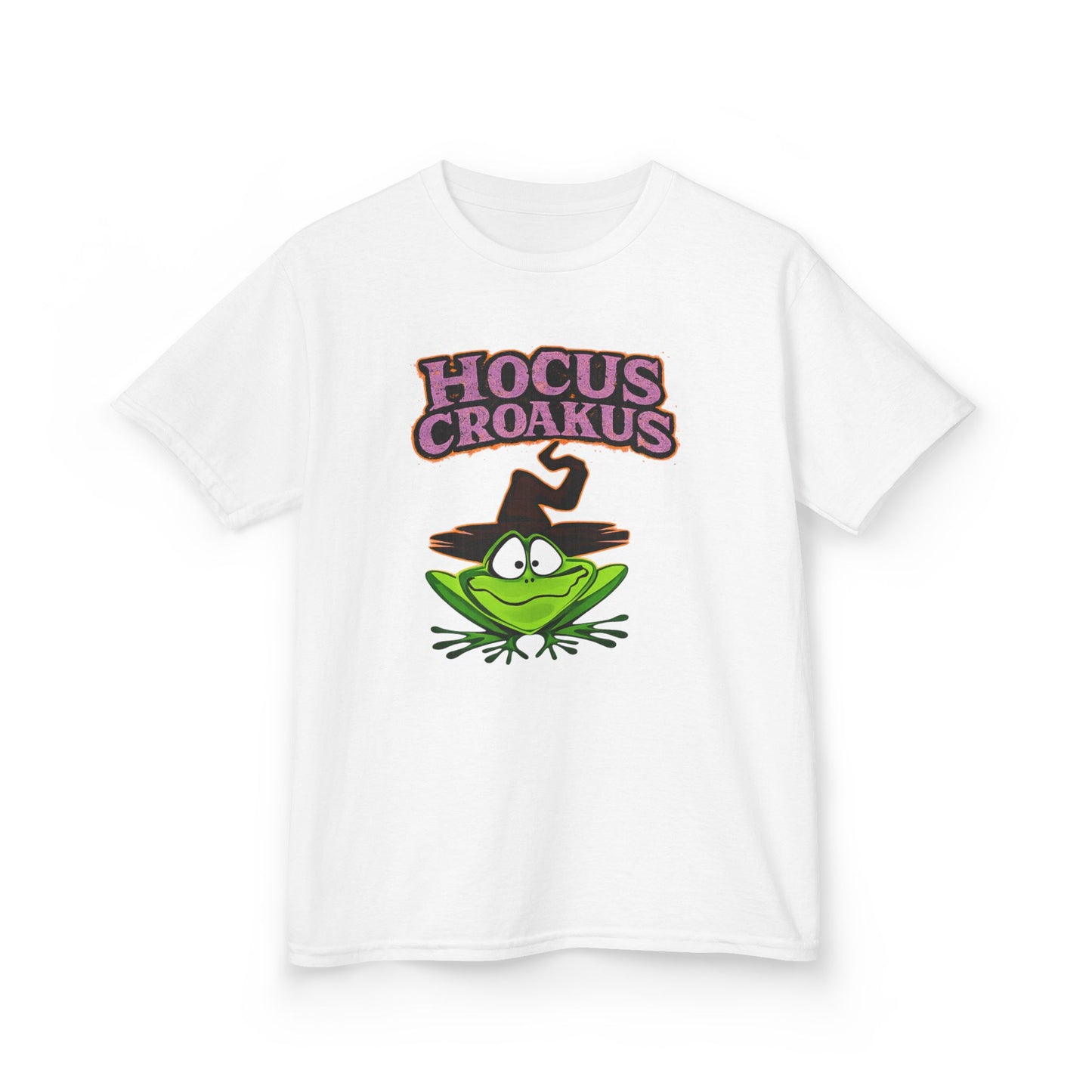 Hocus Croakus Frog Kids T-Shirt | Cute Halloween Frog Youth Graphic Tee for Boys & Girls