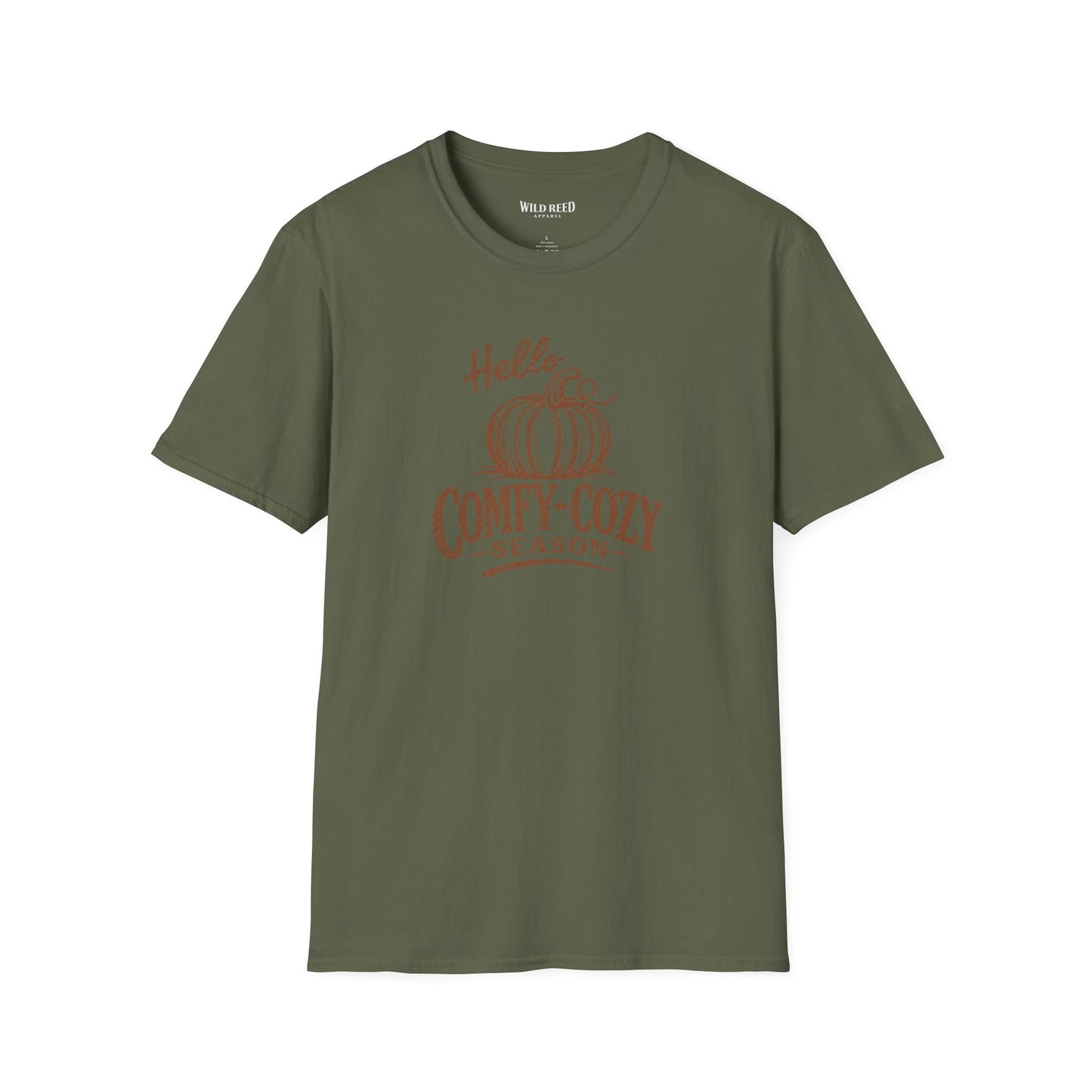 Hello Comfy-Cozy Season Vintage Pumpkin T-Shirt | Cozy Fall Graphic Tee | Autumn Shirt