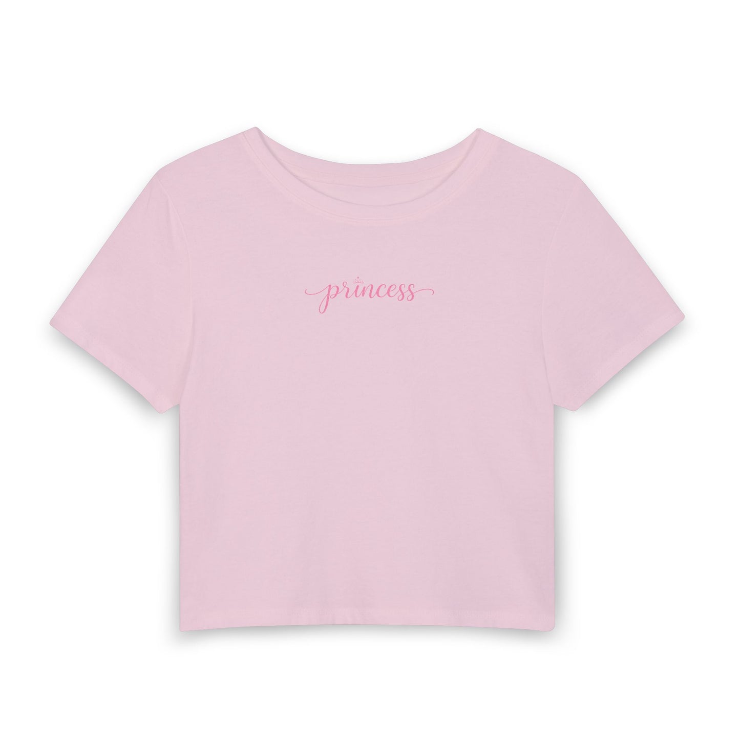 Princess Crop Tee — Pink Script Women's Baby Tee