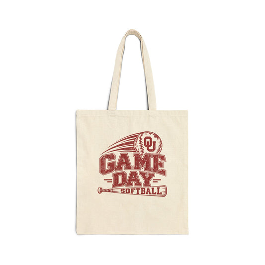 OU Softball Game Day Canvas Tote Bag