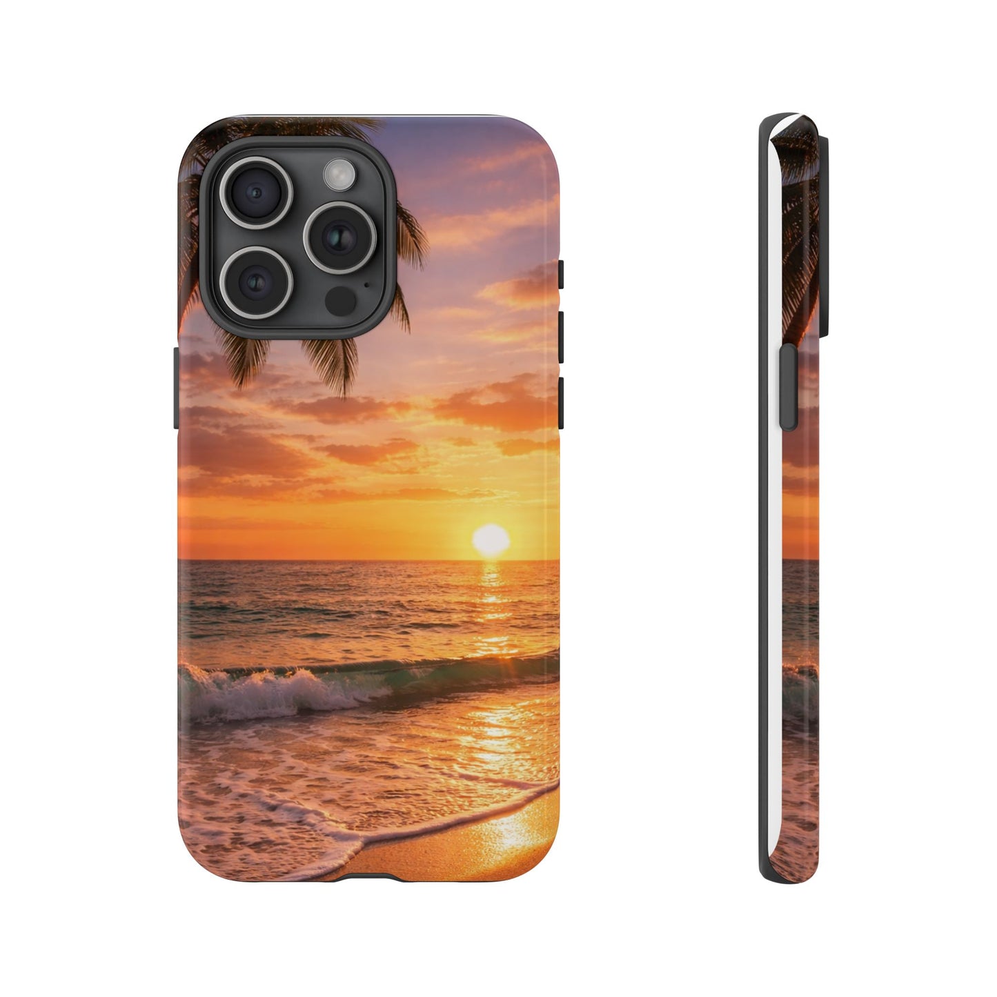 Golden Hour Beach Case — Tropical Palm Sunset Protective Case