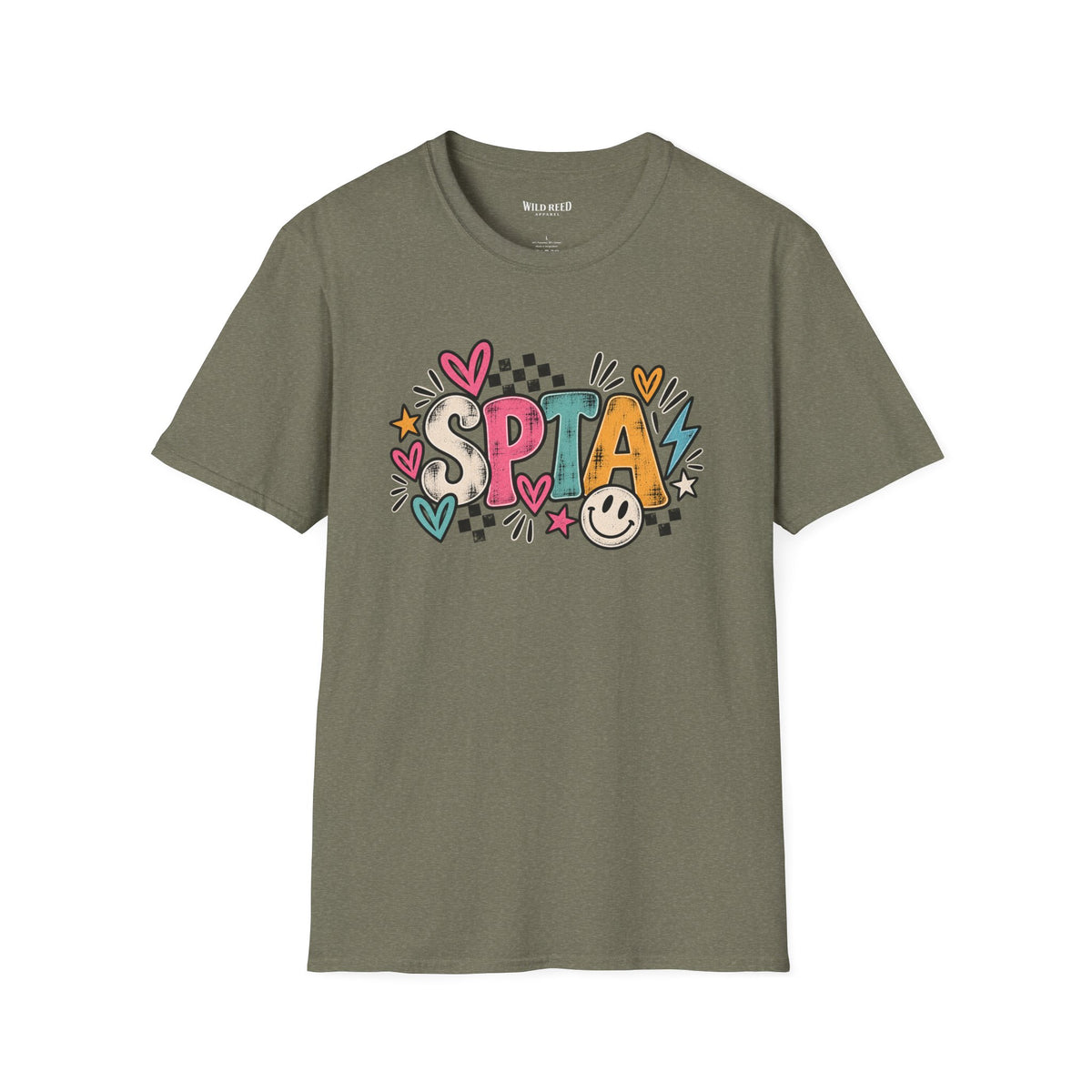 SPTA Retro Checkerboard Graphic Tee | School Support Staff Shirt