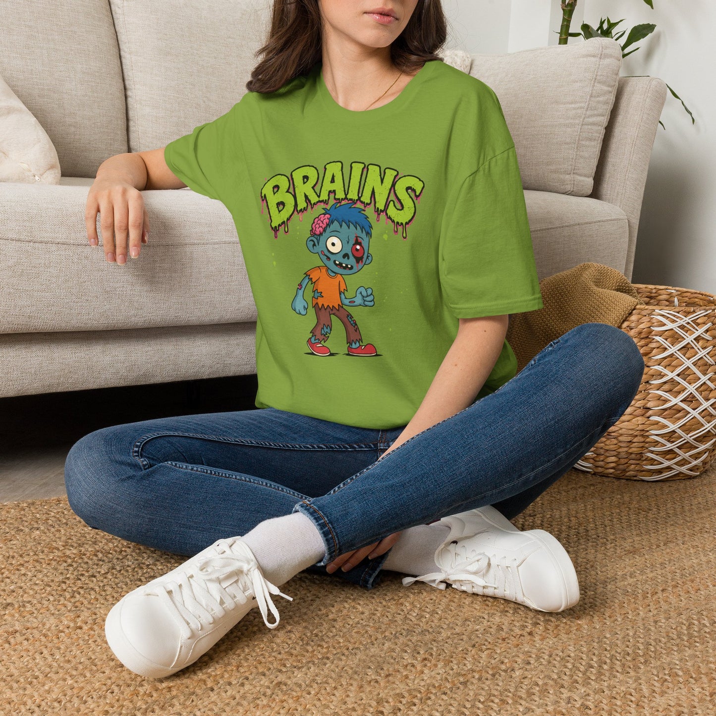 Brains Zombie Graphic Tee | Funny Halloween Shirt | Vintage Horror T-Shirt