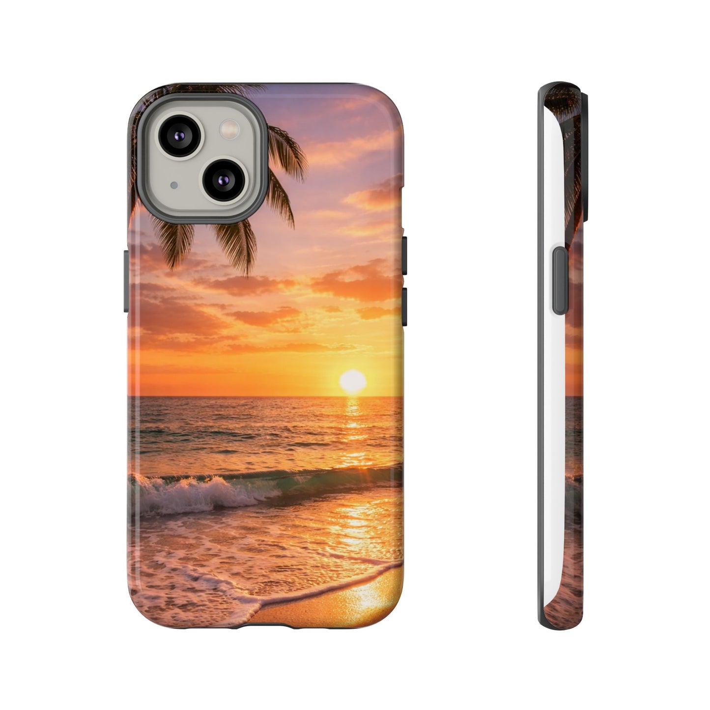 Golden Hour Beach Case — Tropical Palm Sunset Protective Case