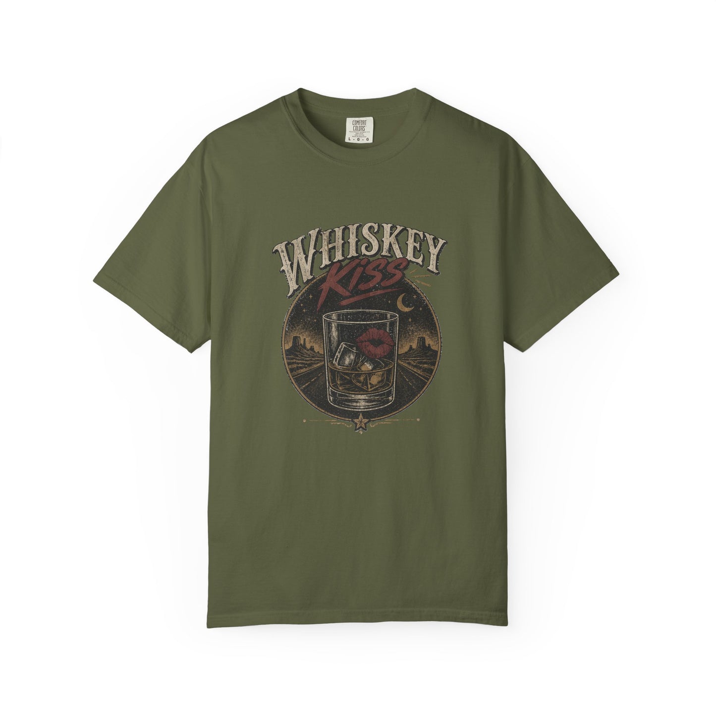 Whiskey Kiss Vintage Graphic T-Shirt – Distressed Retro UnisexTee