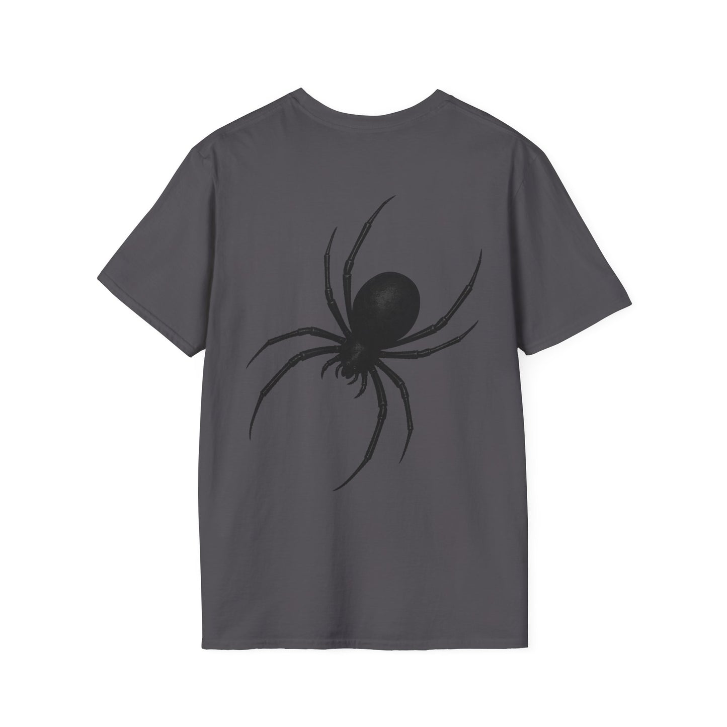 Black Spider T-Shirt – Stealth Halloween Front and Back Graphic Tee