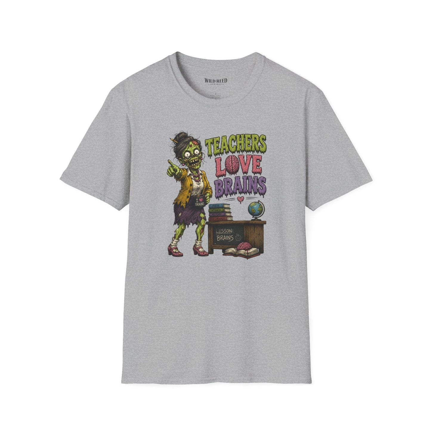 Teachers Love Brains Funny Zombie Teacher Graphic Tee