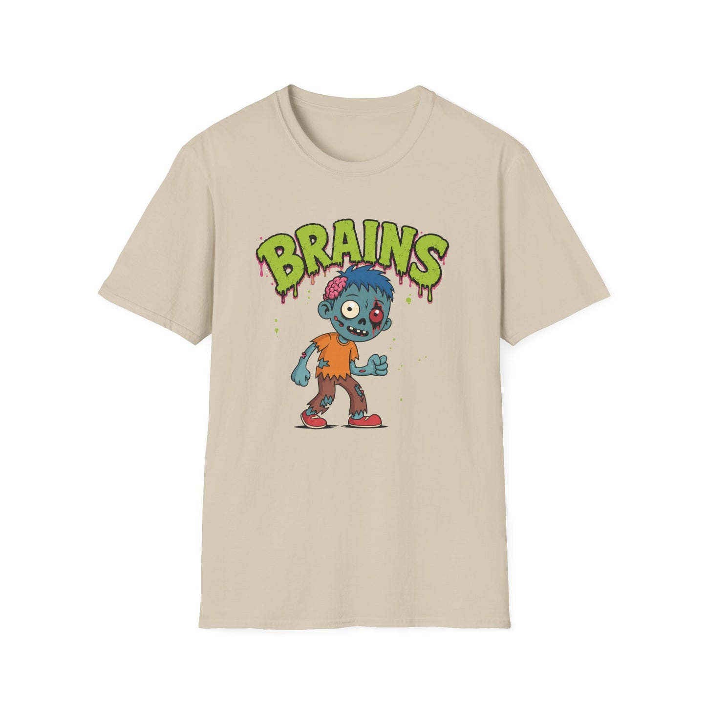 Brains Zombie Graphic Tee | Funny Halloween Shirt | Vintage Horror T-Shirt