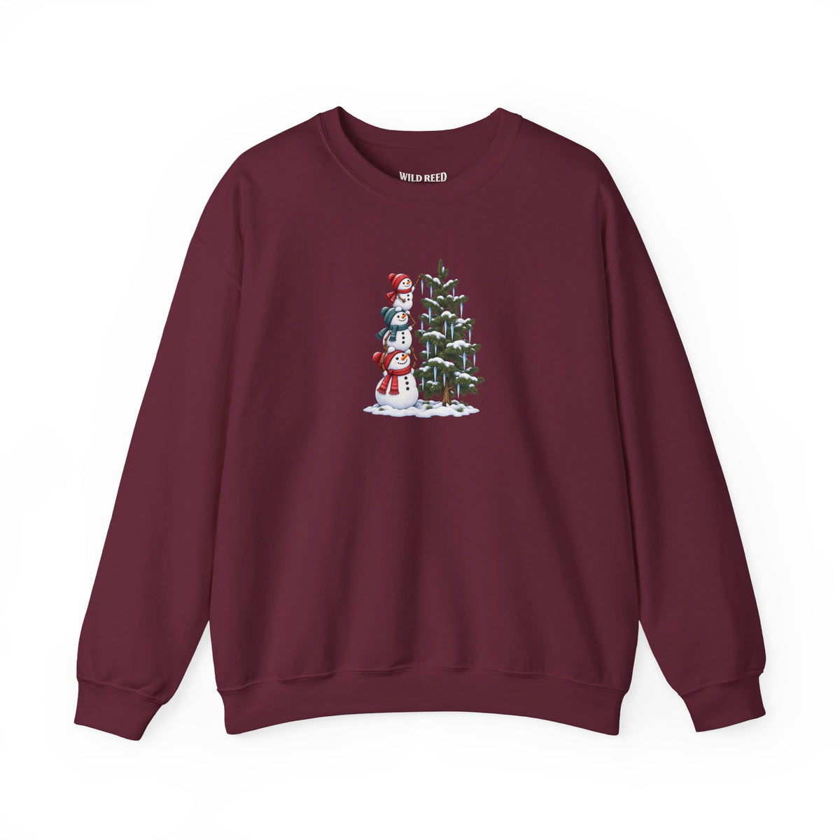 Snowmen Decorating Christmas Tree Sweatshirt | Cute Holiday Crewneck