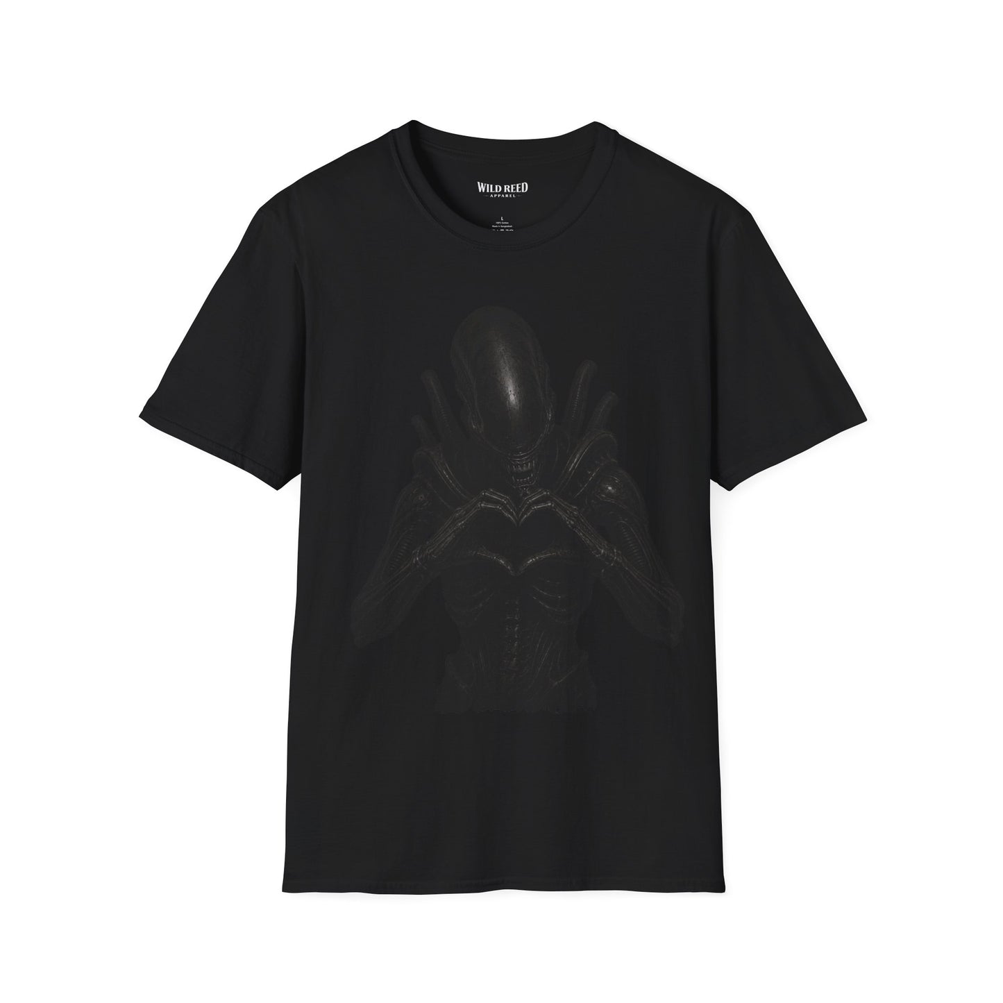 Alien Heart Hands Stealth Black-on-Black Graphic Tee