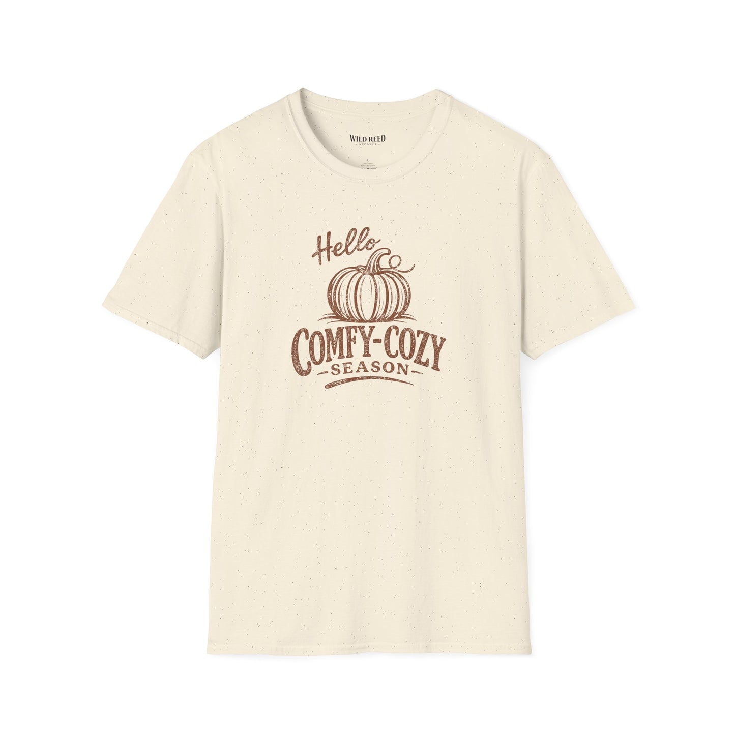 Hello Comfy-Cozy Season Vintage Pumpkin T-Shirt | Cozy Fall Graphic Tee | Autumn Shirt