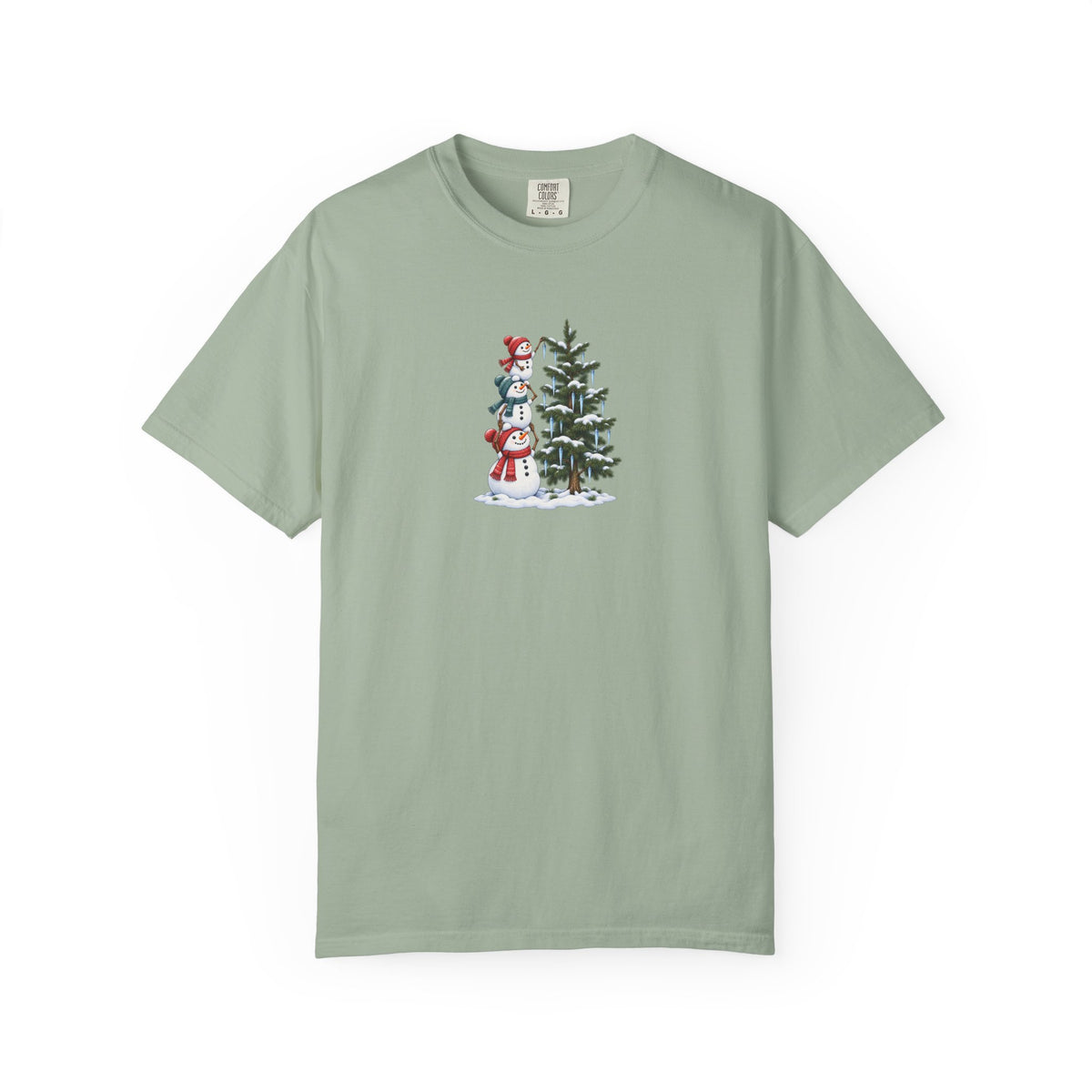 Snowmen Decorating Christmas Tree Graphic Tee | Cute Holiday Shirt
