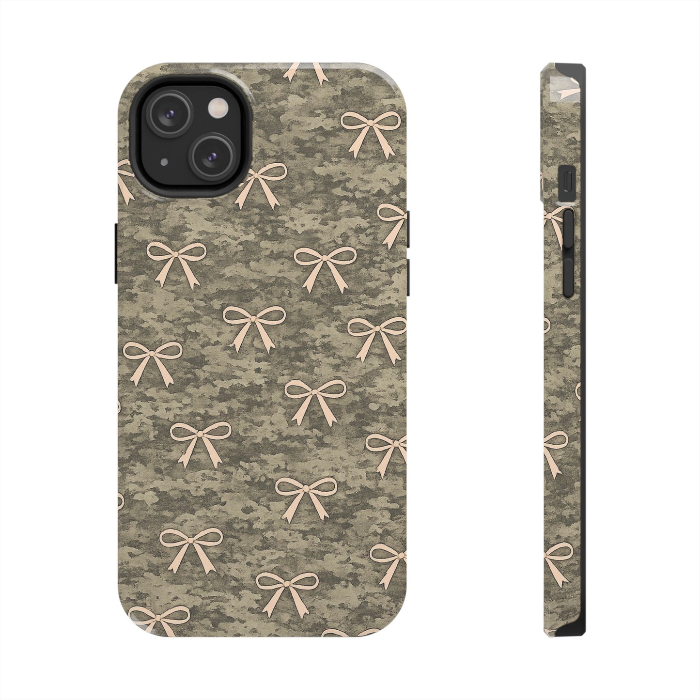 camo phone case with pink bows girly western aesthetic design