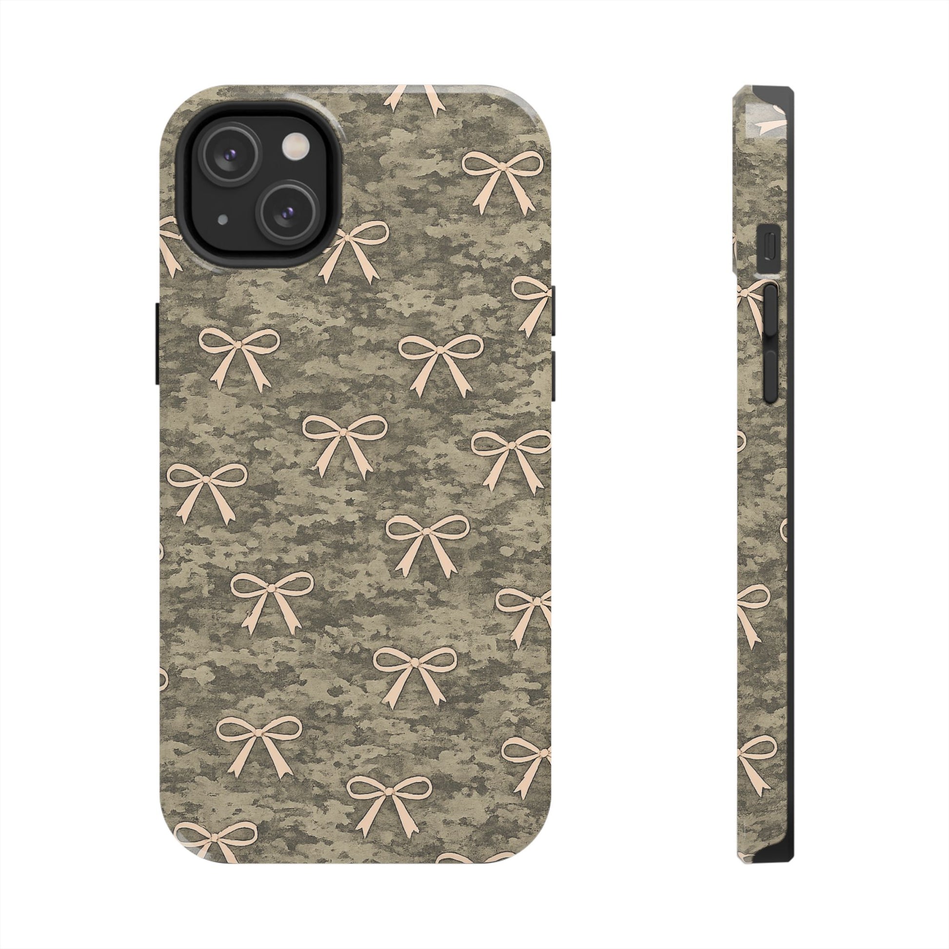 camo phone case with pink bows girly western aesthetic design