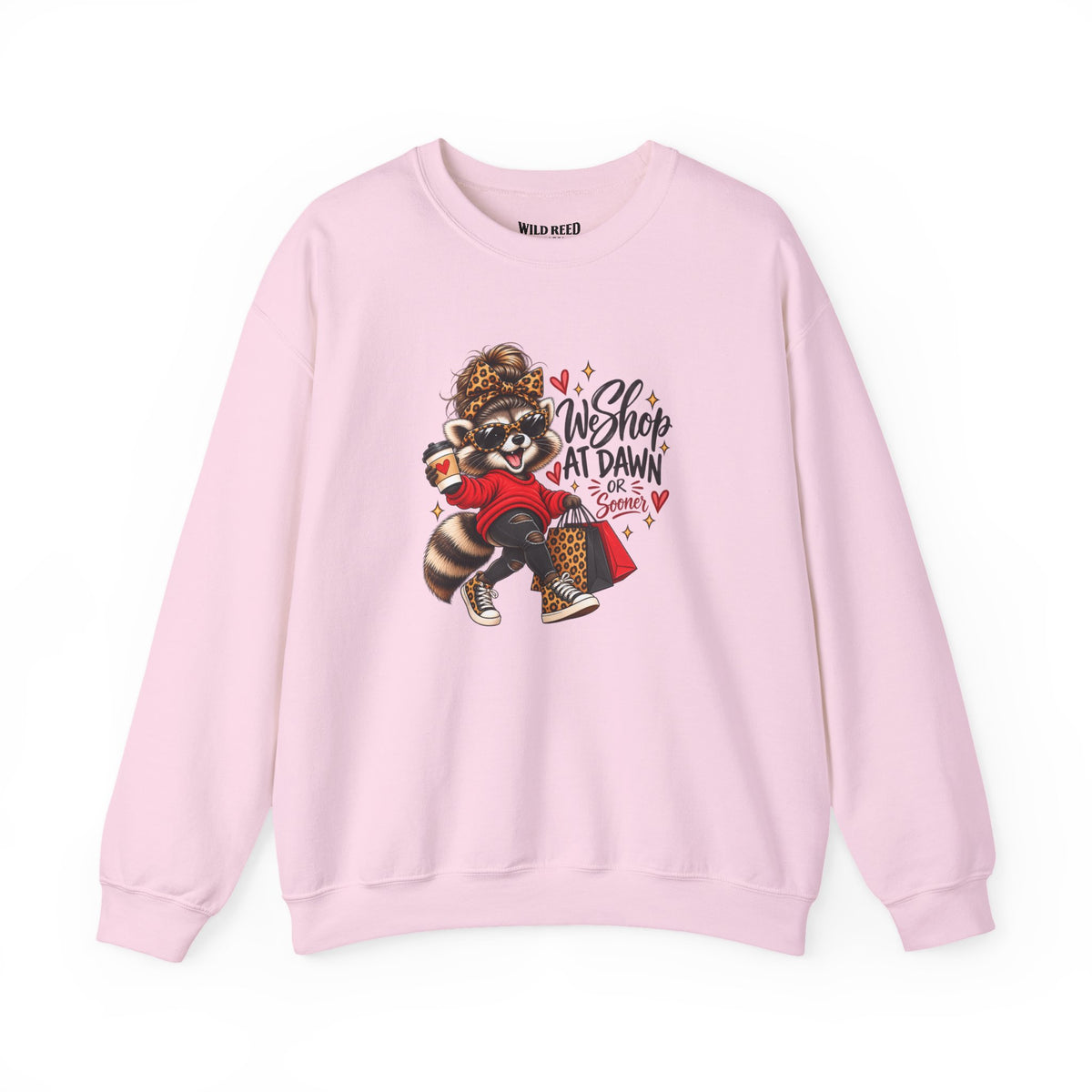 We Shop at Dawn Raccoon Sweatshirt | Funny Black Friday Crewneck