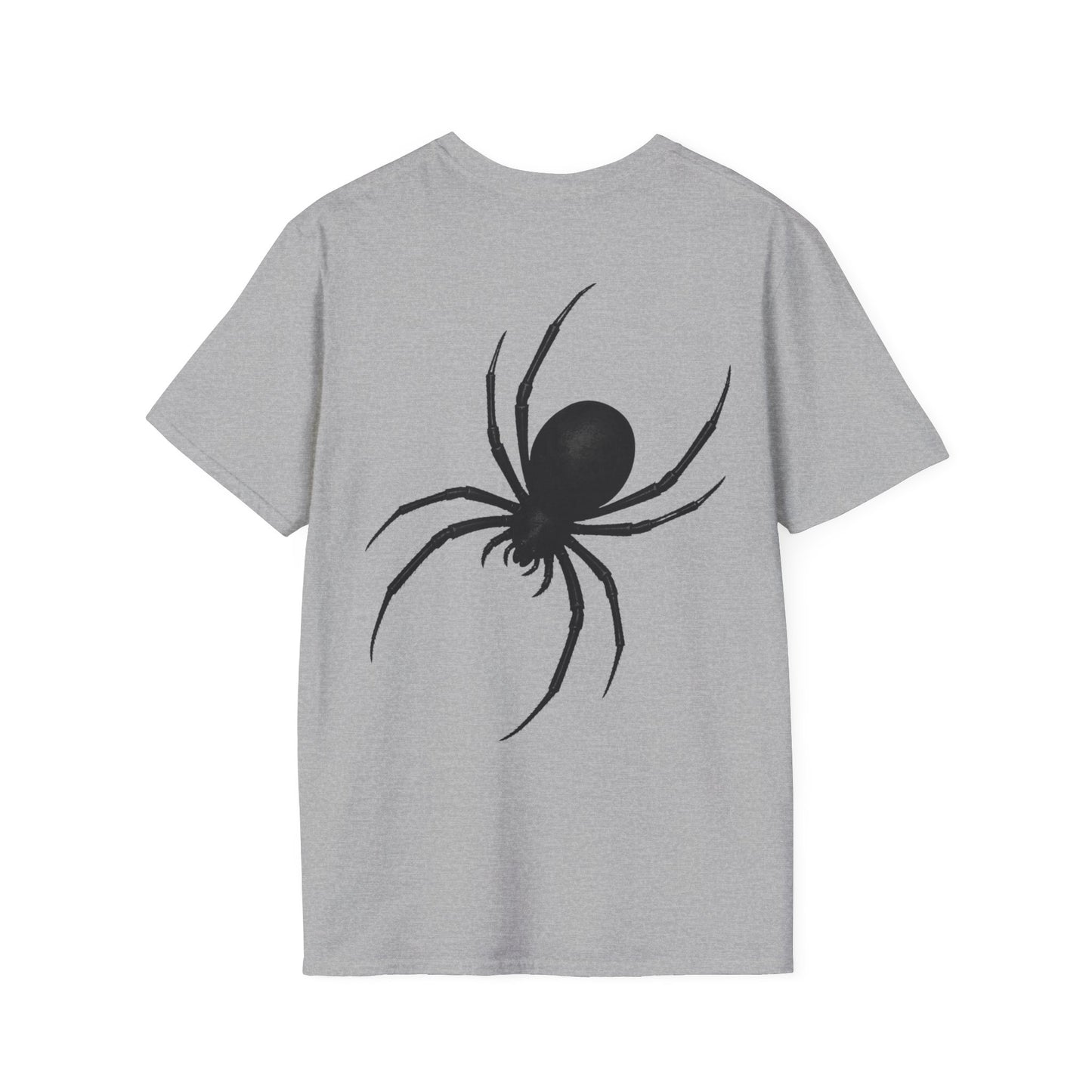 Black Spider T-Shirt – Stealth Halloween Front and Back Graphic Tee