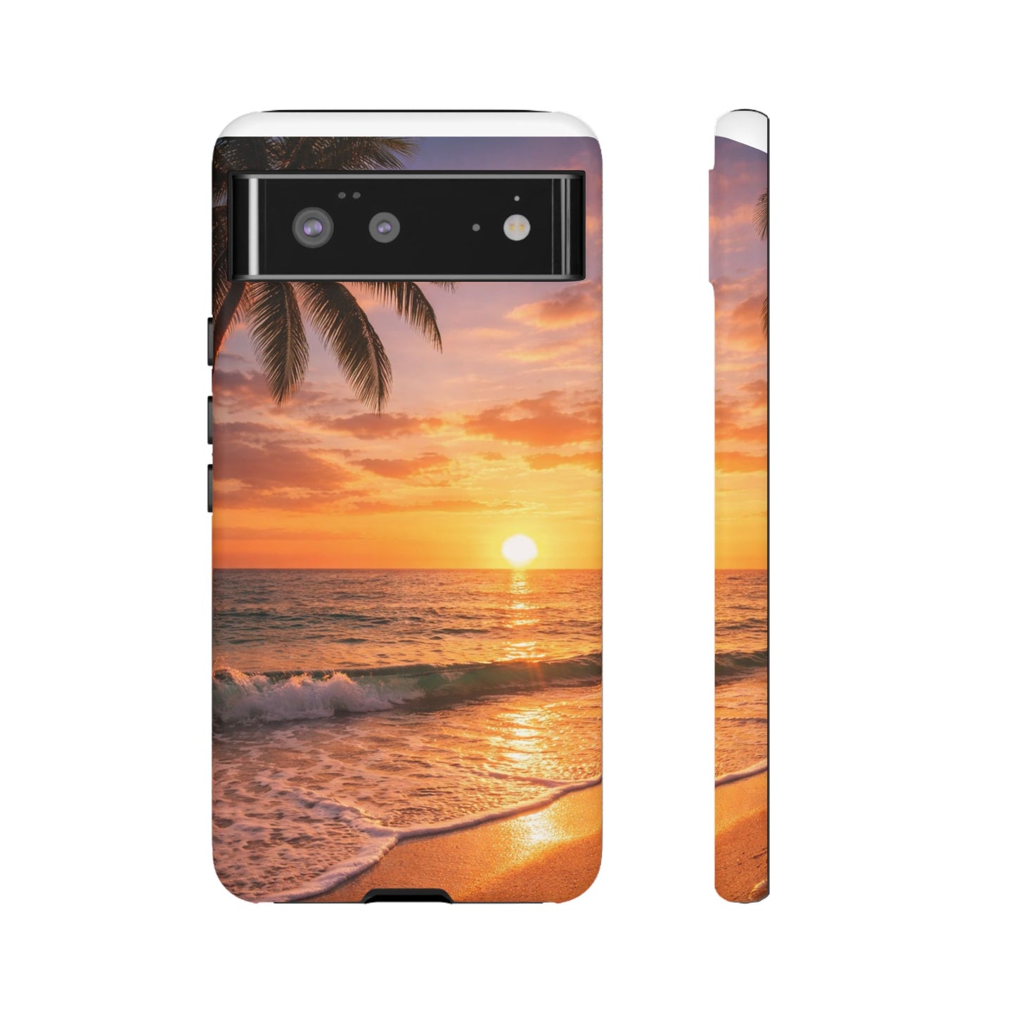 Golden Hour Beach Case — Tropical Palm Sunset Protective Case