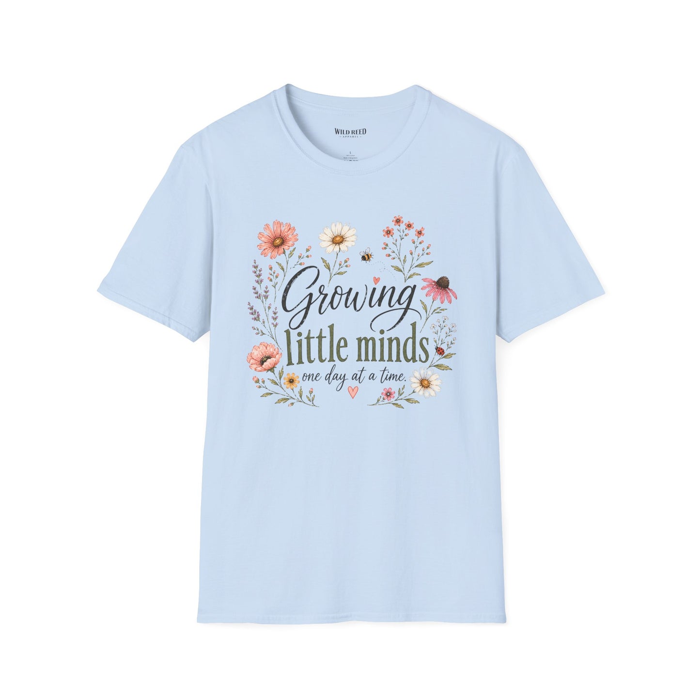 Growing Little Minds Shirt | Teacher Tee | Floral Back to School Graphic T-Shirt