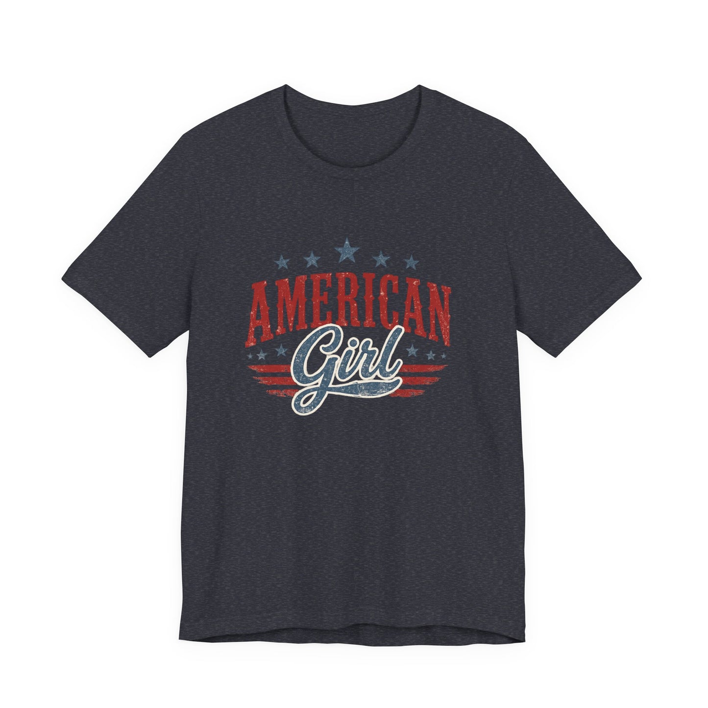 American Girl Graphic Tee • Patriotic Shirt • Vintage Americana T Shirt • Bella Canvas 3001 • 4th of July Shirt • Country Style Women’s Tee