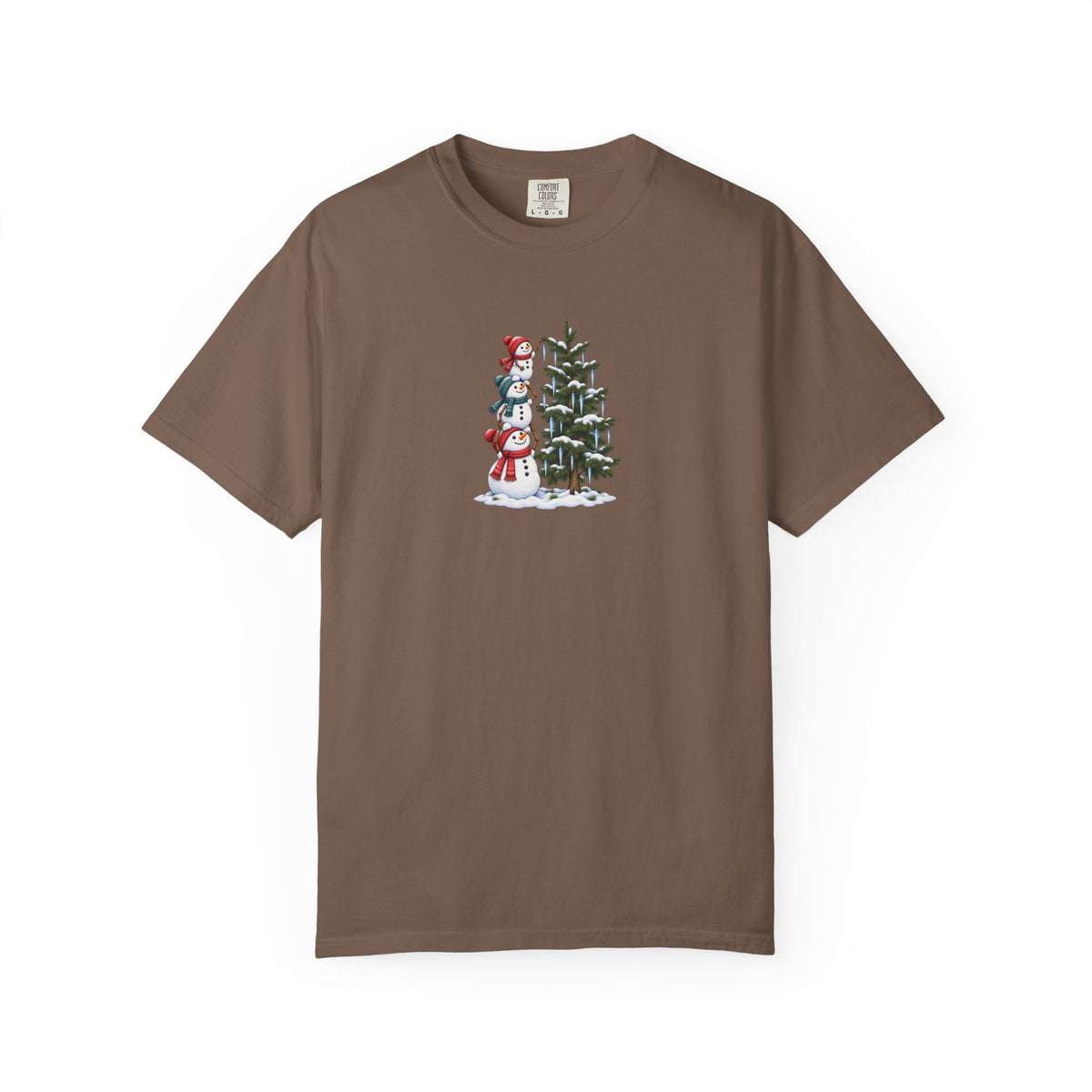 Snowmen Decorating Christmas Tree Graphic Tee | Cute Holiday Shirt