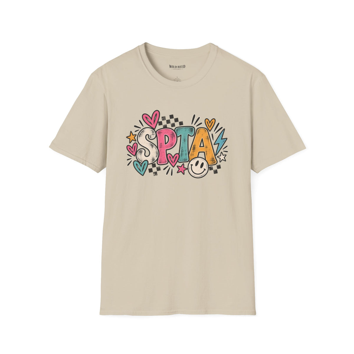 SPTA Retro Checkerboard Graphic Tee | School Support Staff Shirt