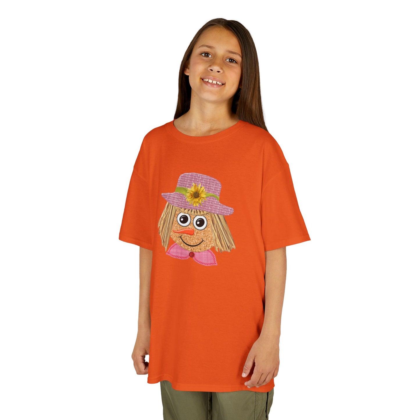 Cute Scarecrow Girl Kids Halloween T-Shirt