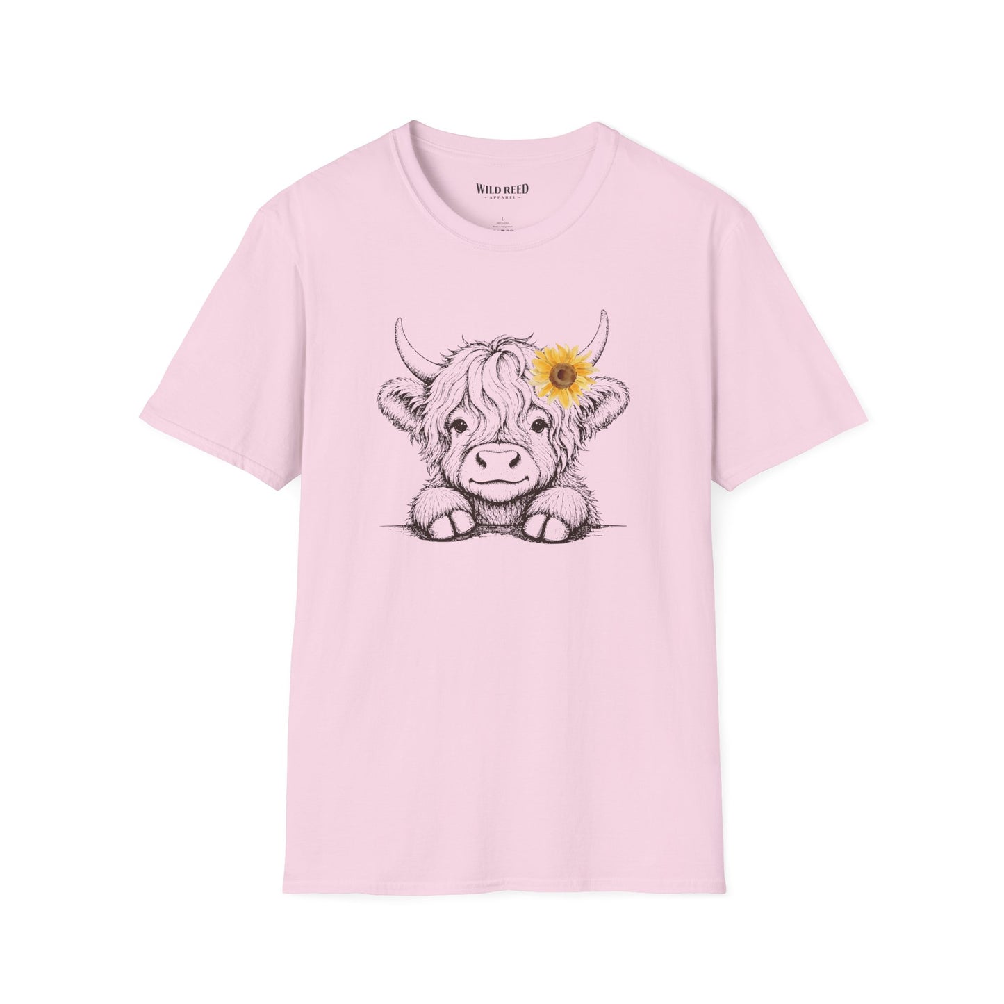 Baby Highland Cow Sunflower Graphic Tee | Cute Farmhouse Cow Shirt | Wild Reed Apparel