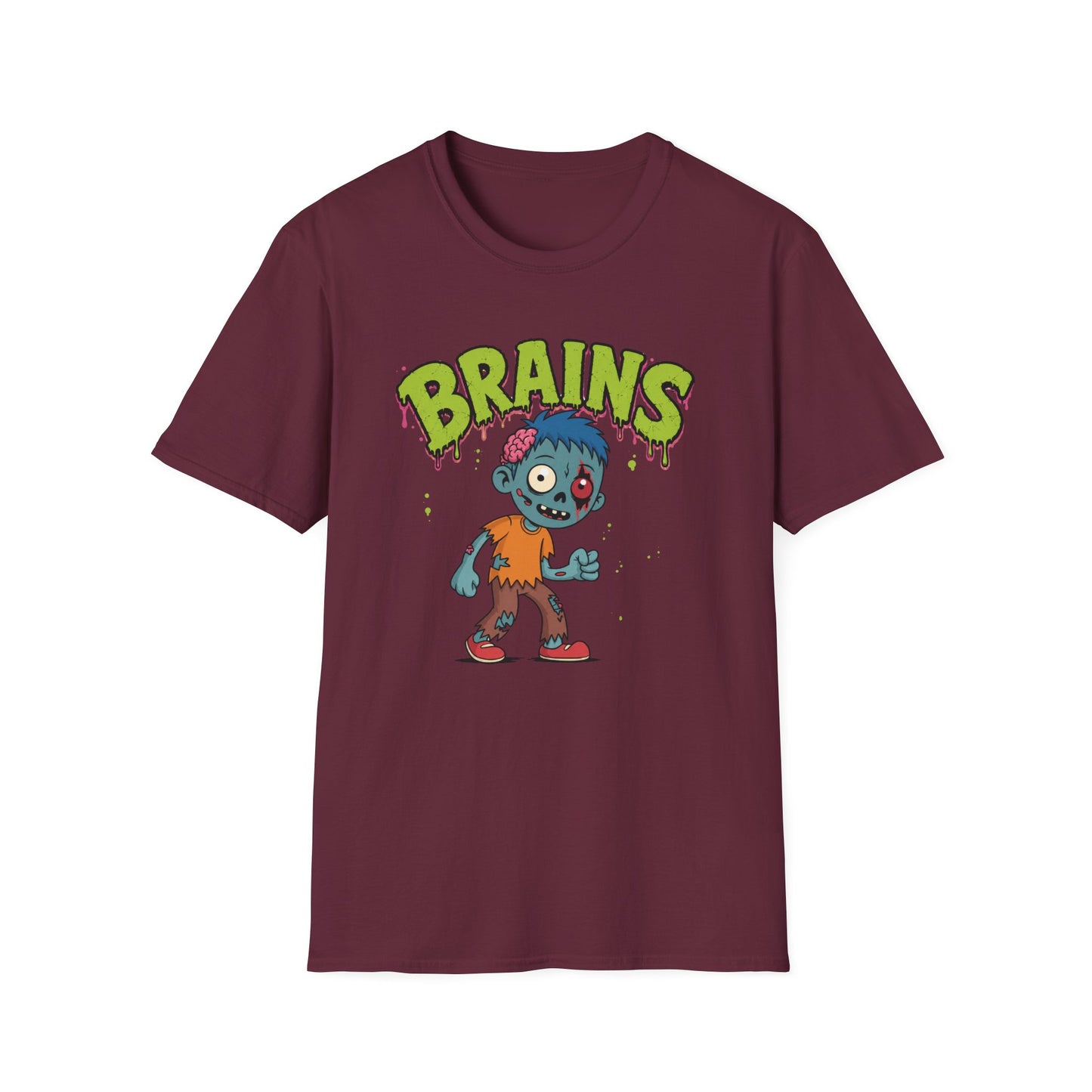 Brains Zombie Graphic Tee | Funny Halloween Shirt | Vintage Horror T-Shirt