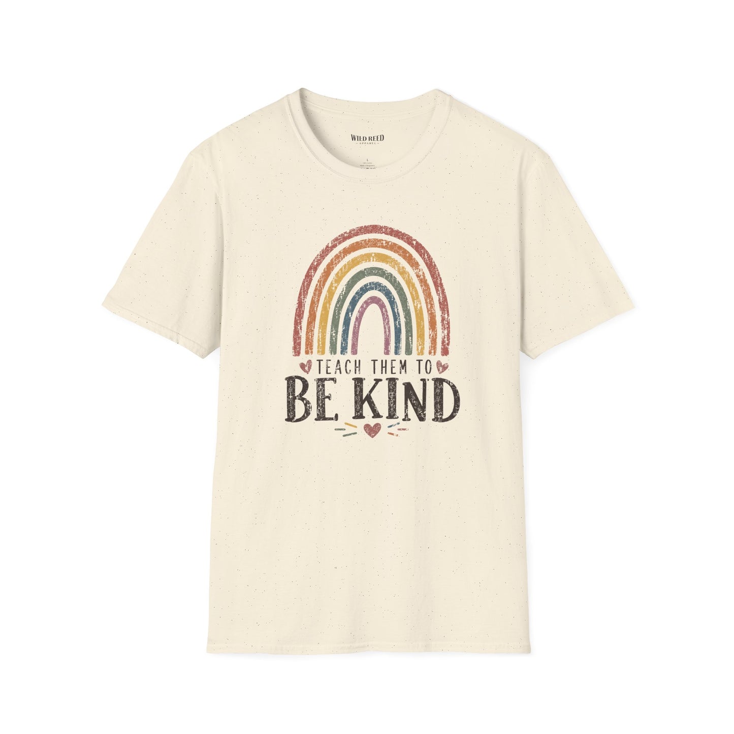 Teach Them to Be Kind Teacher Shirt | Rainbow Teacher Tee | Inspirational Back to School Graphic T-Shirt