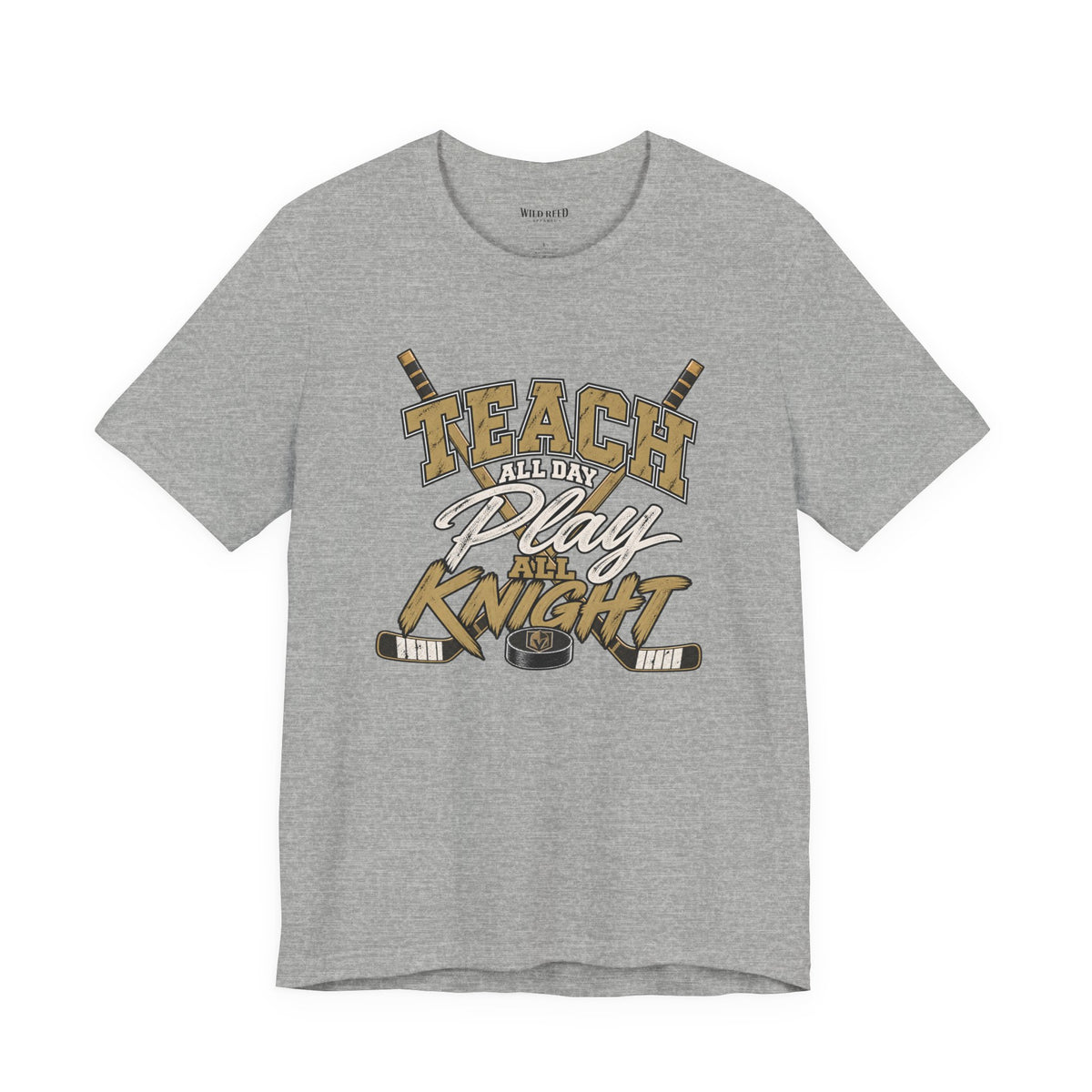 Teach All Day Play All Knight Shirt, Teacher Hockey Tee, Funny Teacher Shirt, Bella Canvas 3001, Teacher Gift, Wild Reed Apparel