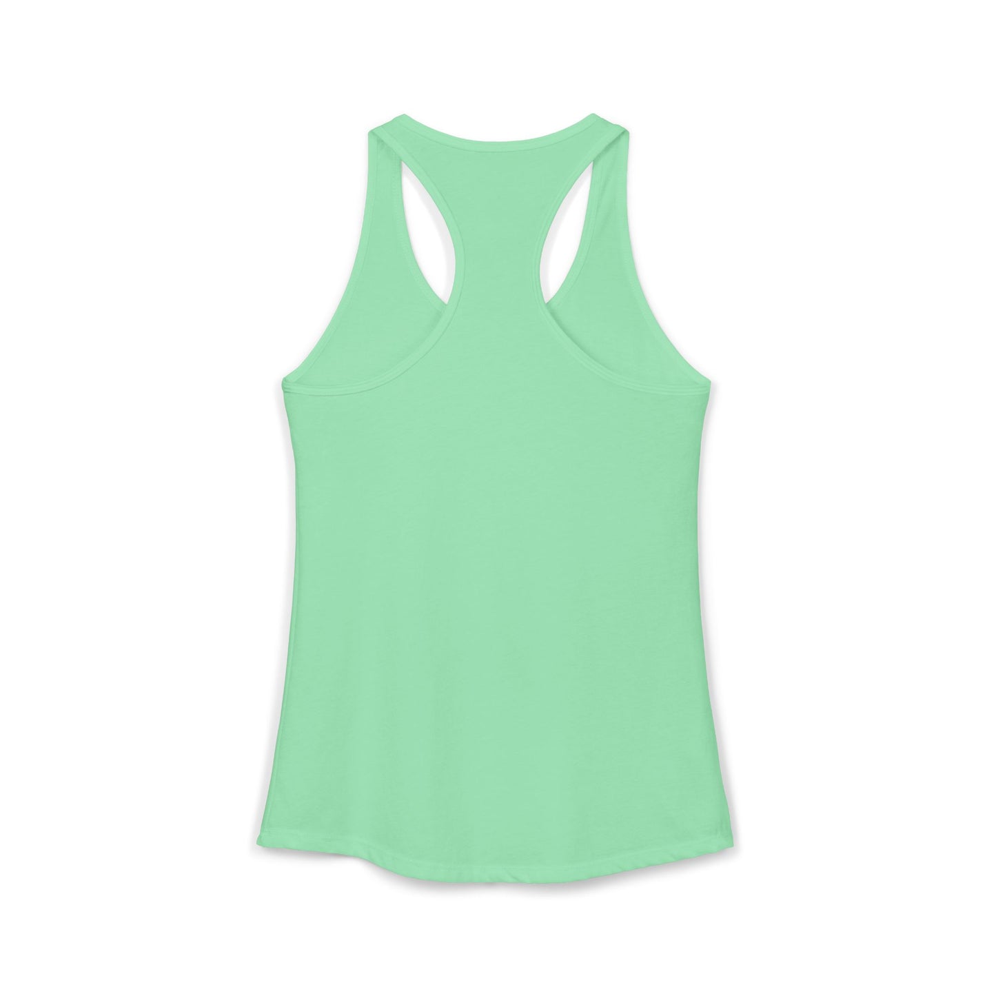 Back of mint green racerback tank top on a white background