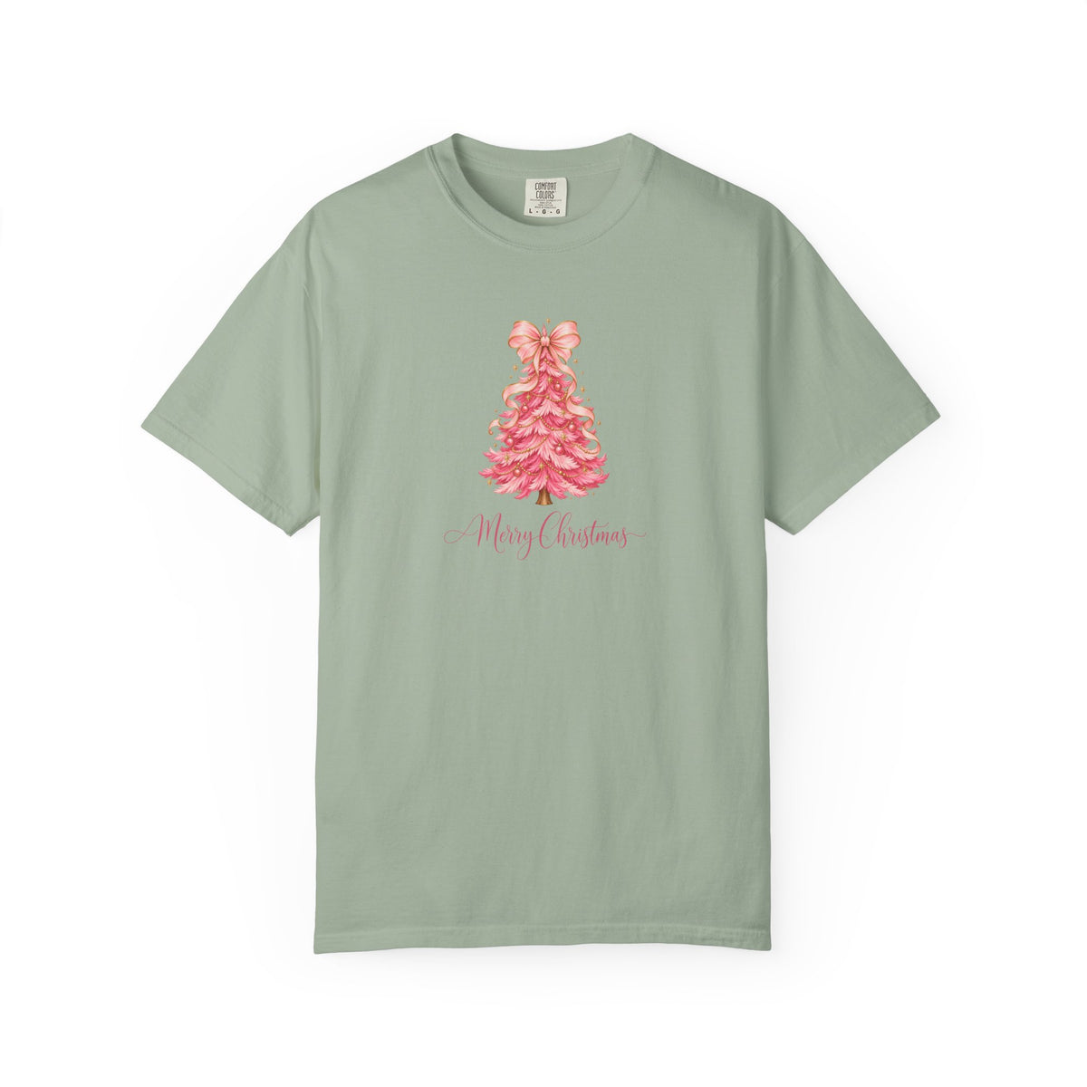 Pink Christmas Tree Graphic Tee | Merry Christmas Comfort Colors Shirt