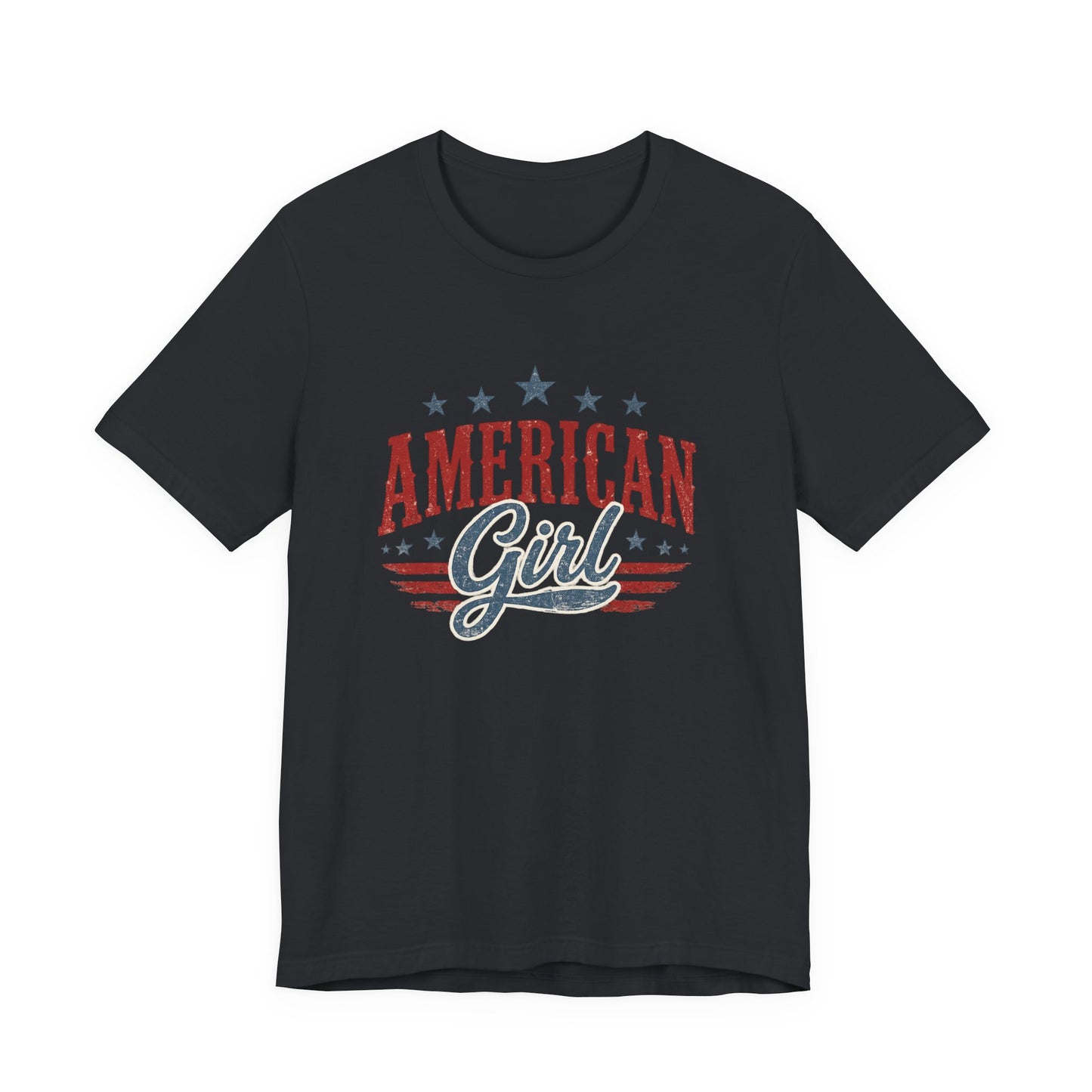 American Girl Graphic Tee • Patriotic Shirt • Vintage Americana T Shirt • Bella Canvas 3001 • 4th of July Shirt • Country Style Women’s Tee