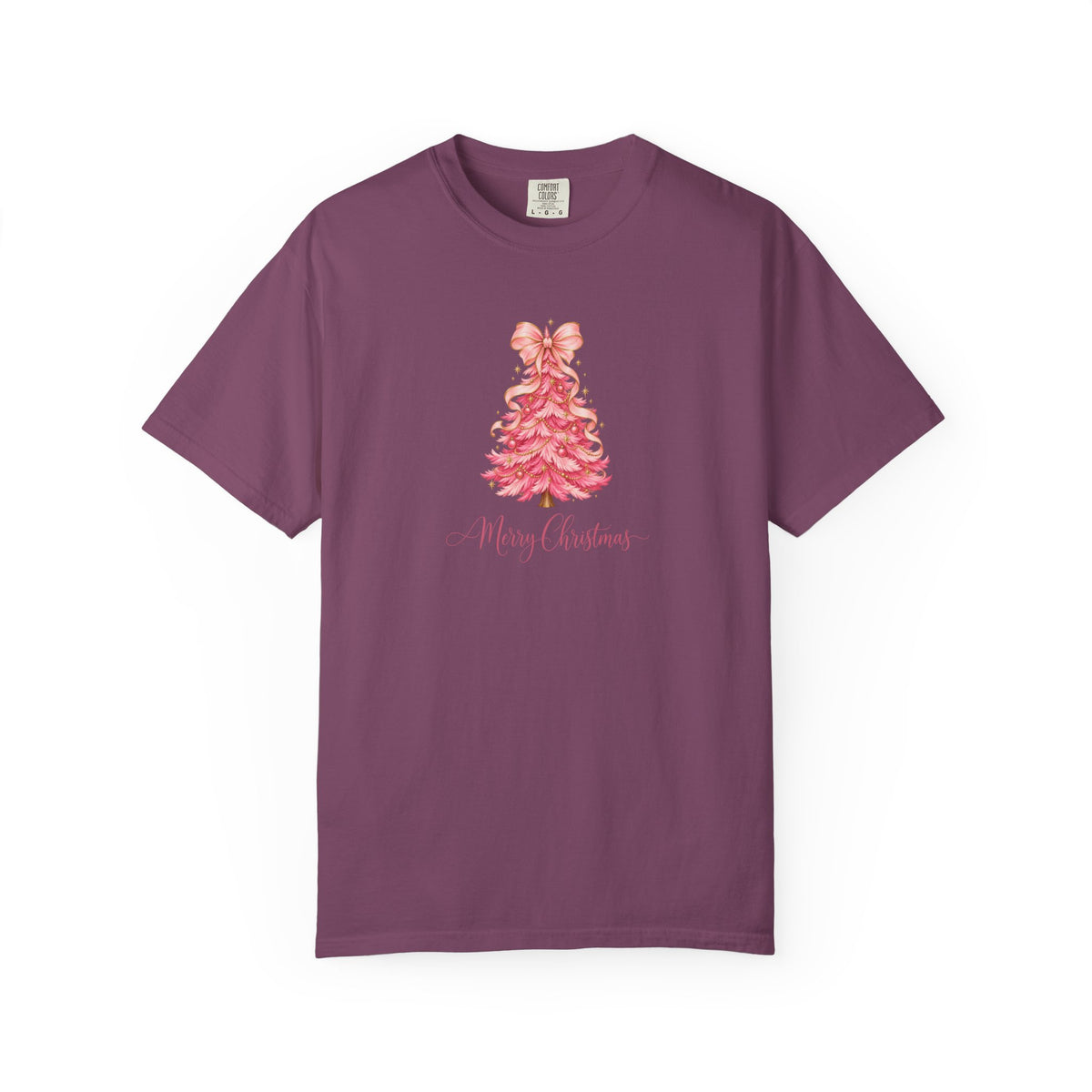 Pink Christmas Tree Graphic Tee | Merry Christmas Comfort Colors Shirt