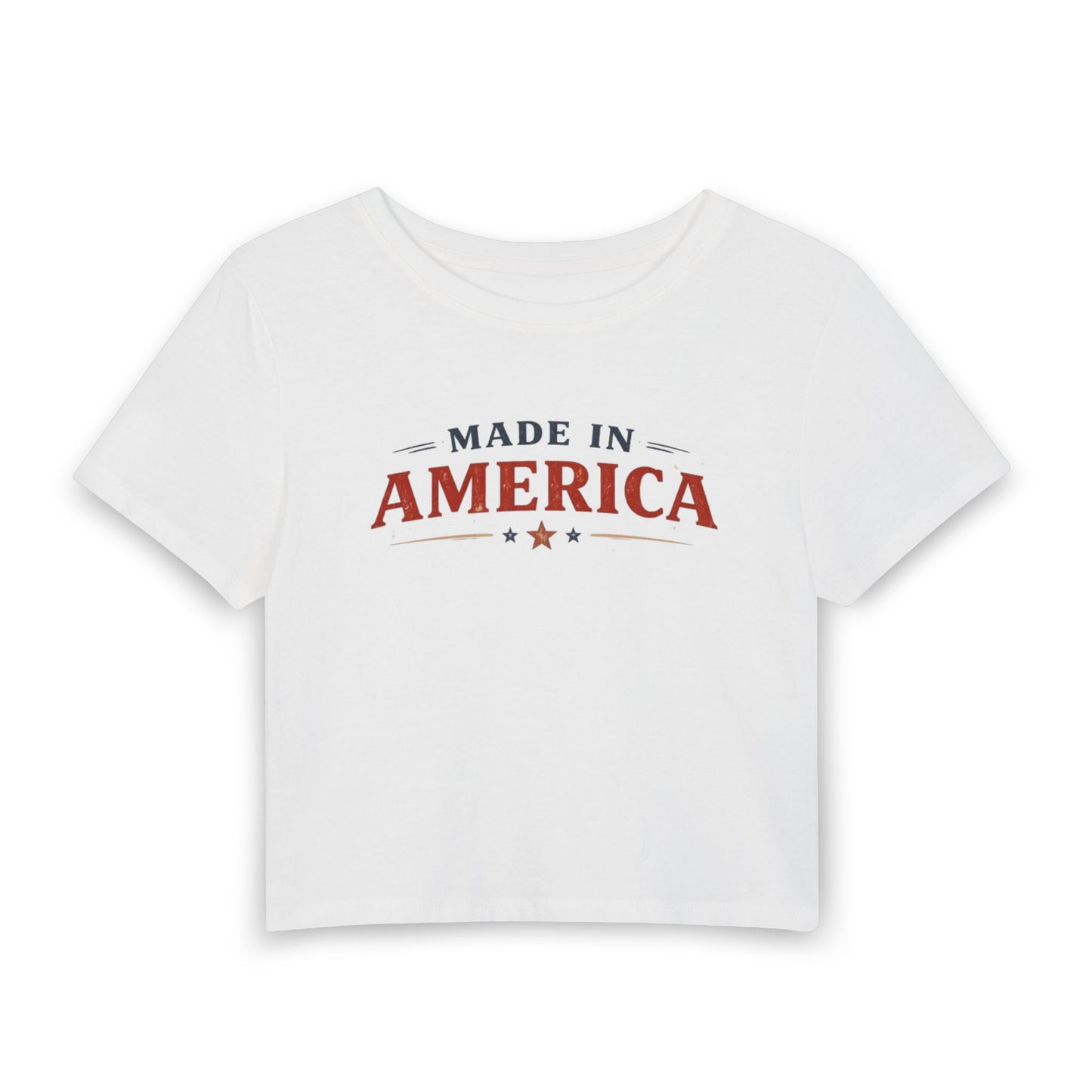 Made in America verkürztes T-Shirt • Patriotisches Grafik-Baby-T-Shirt für Frauen
