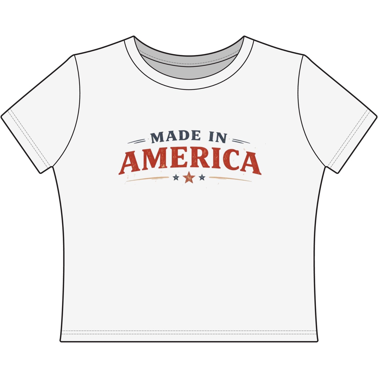 Made in America Cropped Tee • Patriotic Graphic Baby Tee for Women
