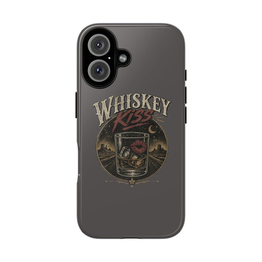 Whiskey Kiss Rustic Western Phone Case, Country Concert iPhone Case, Cowgirl Whiskey Gift, Matte or Gloss Finish