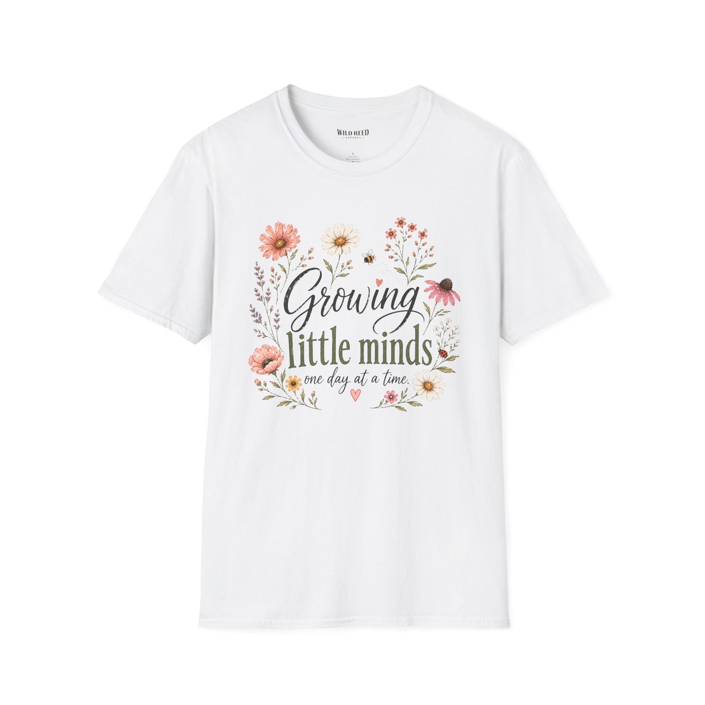 Growing Little Minds Shirt | Teacher Tee | Floral Back to School Graphic T-Shirt