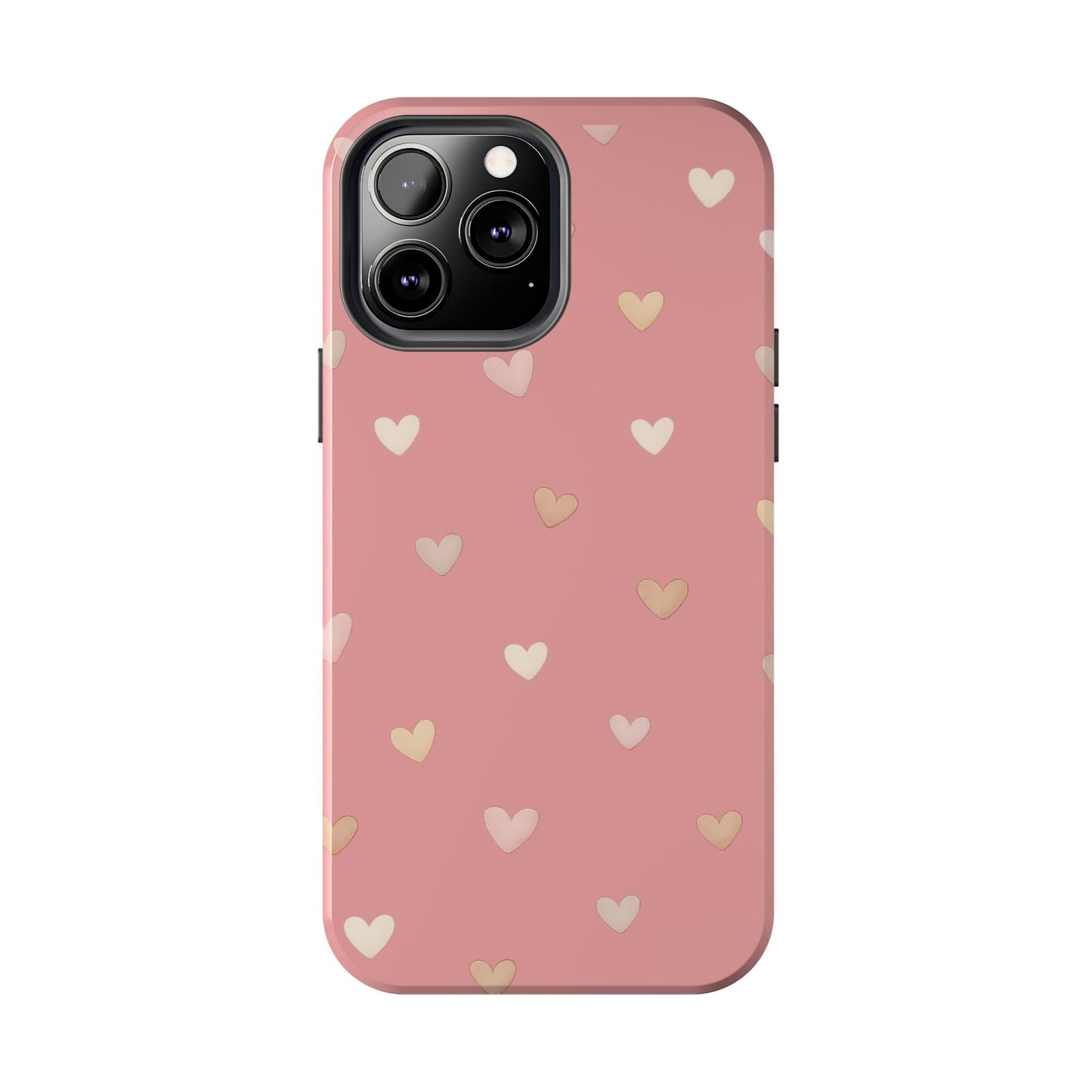Neutrale Mini-Herzen Handyhülle – Roséfarbenes Ästhetik-Design