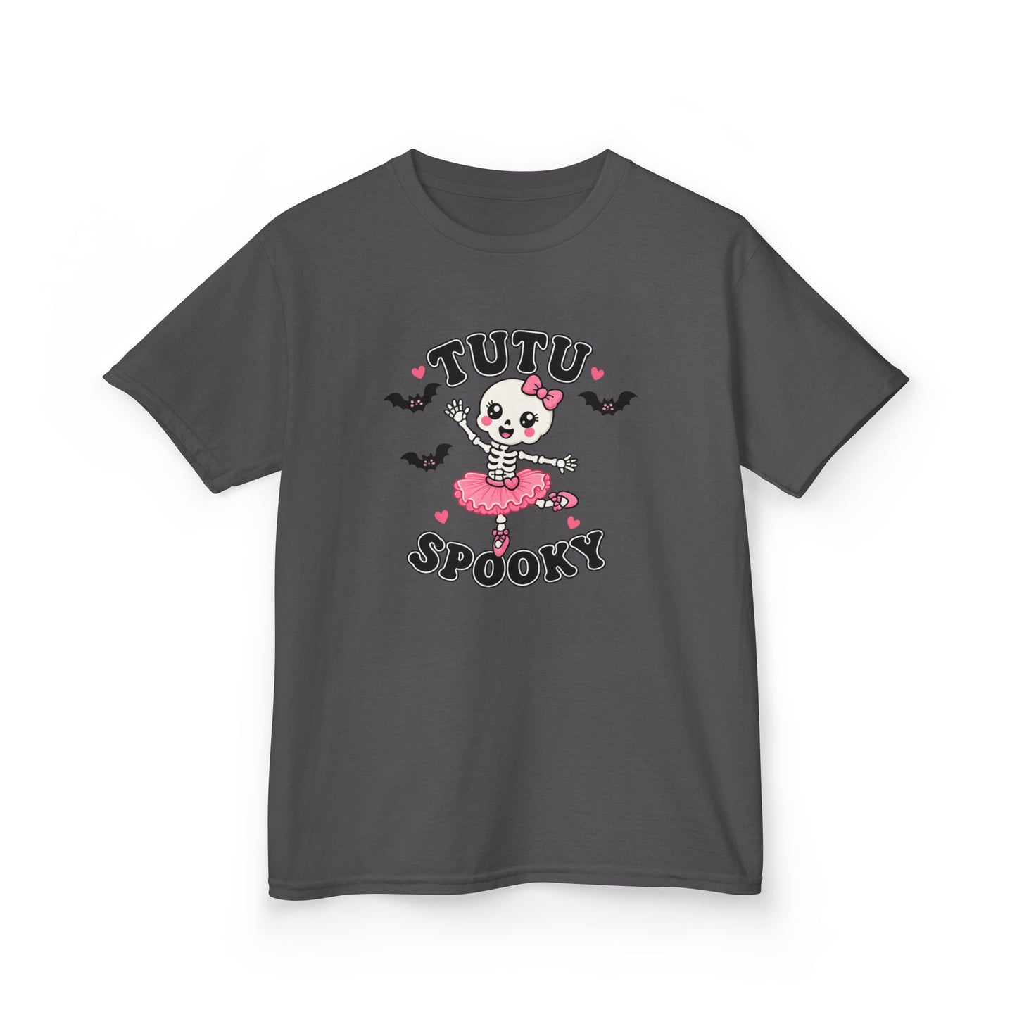 Tutu Spooky Kids Halloween T-Shirt | Cute Skeleton Ballerina Shirt | Girls Pink Halloween Tee