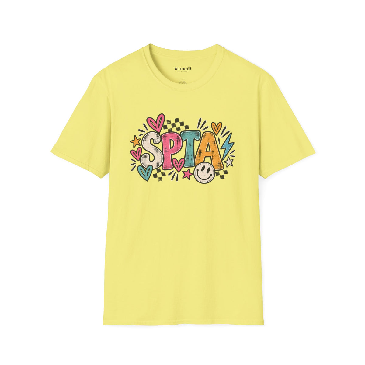 SPTA Retro Checkerboard Graphic Tee | School Support Staff Shirt